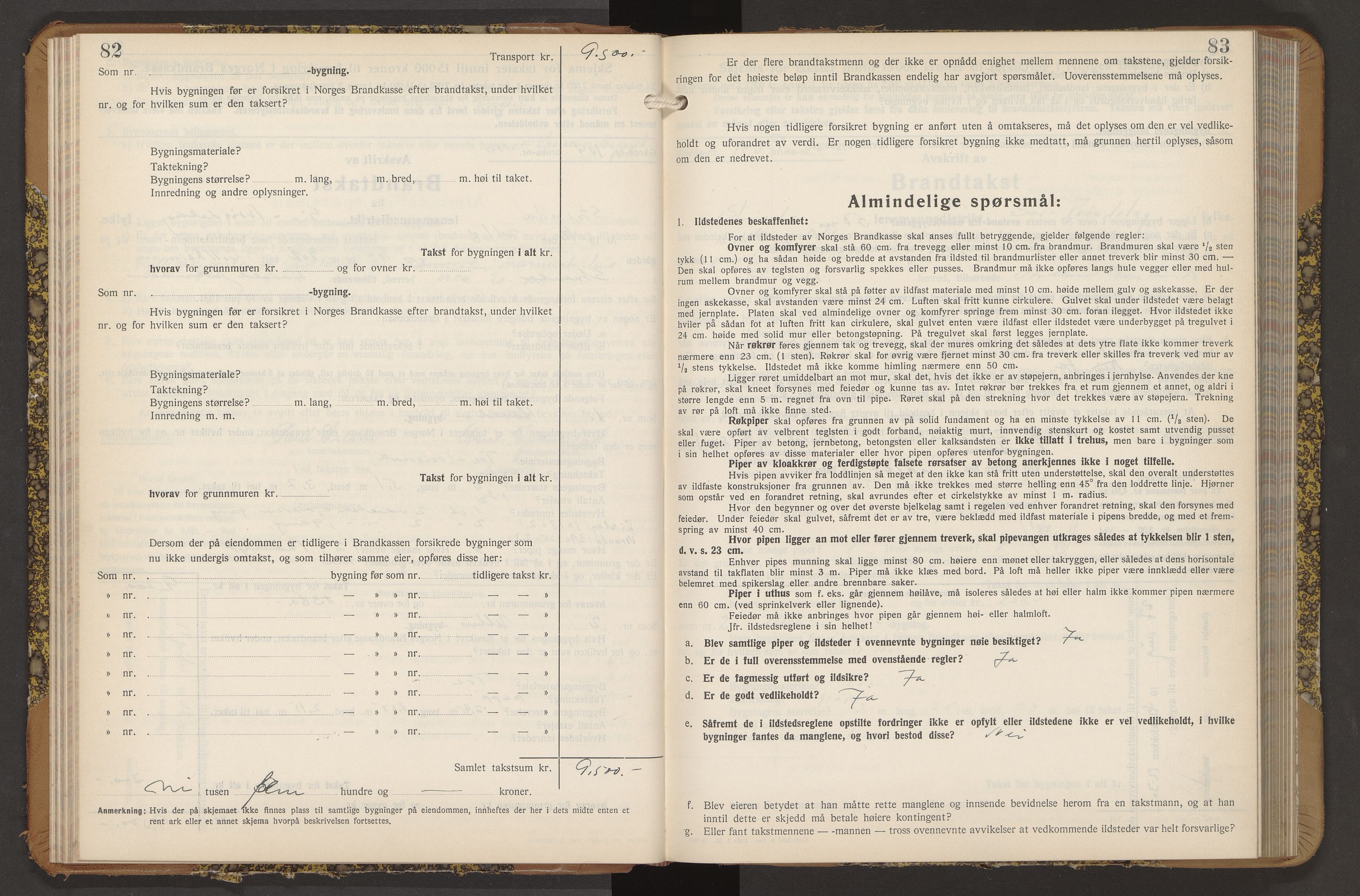 Norges Brannkasse Strinda, AV/SAT-A-5516/Fb/L0009: Branntakstprotokoll, 1940-1946, p. 82-83