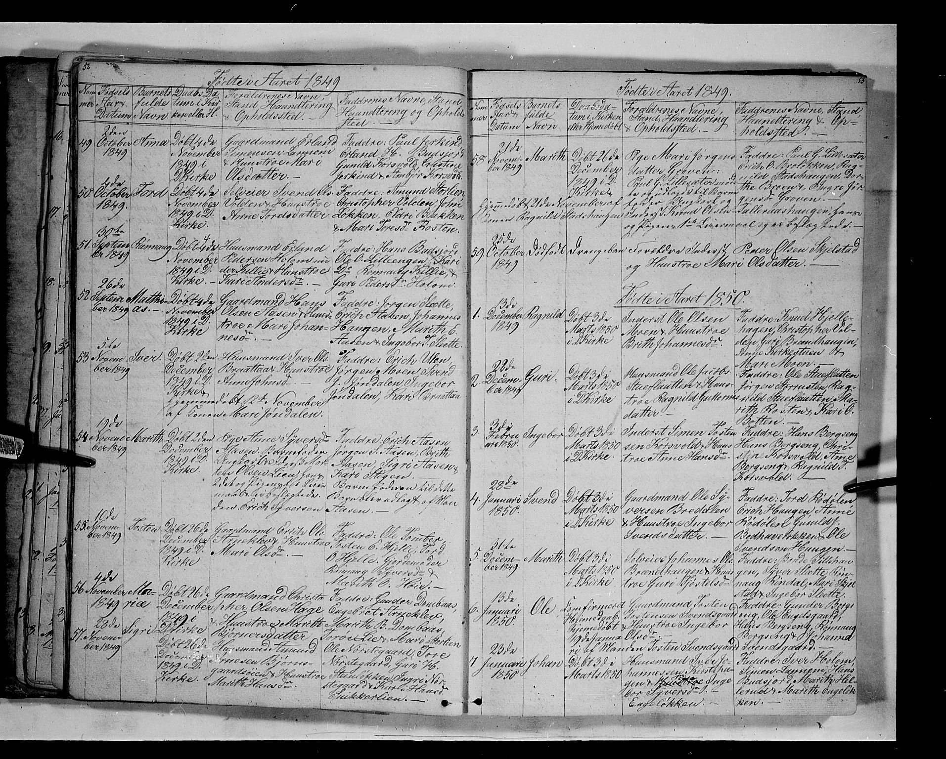 Lesja prestekontor, SAH/PREST-068/H/Ha/Hab/L0003: Parish register (copy) no. 3, 1842-1862, p. 52-53