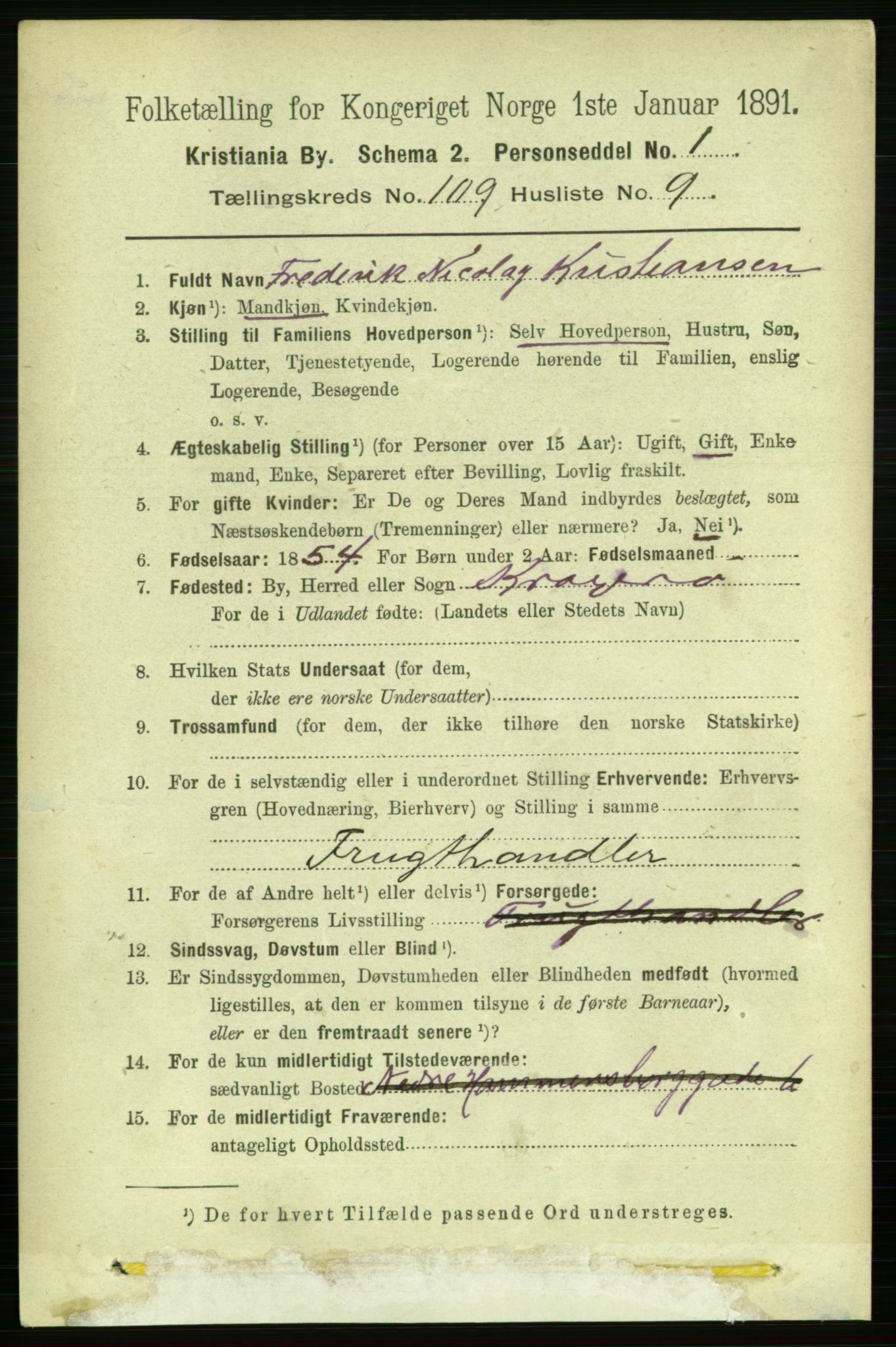 RA, 1891 census for 0301 Kristiania, 1891, p. 56570