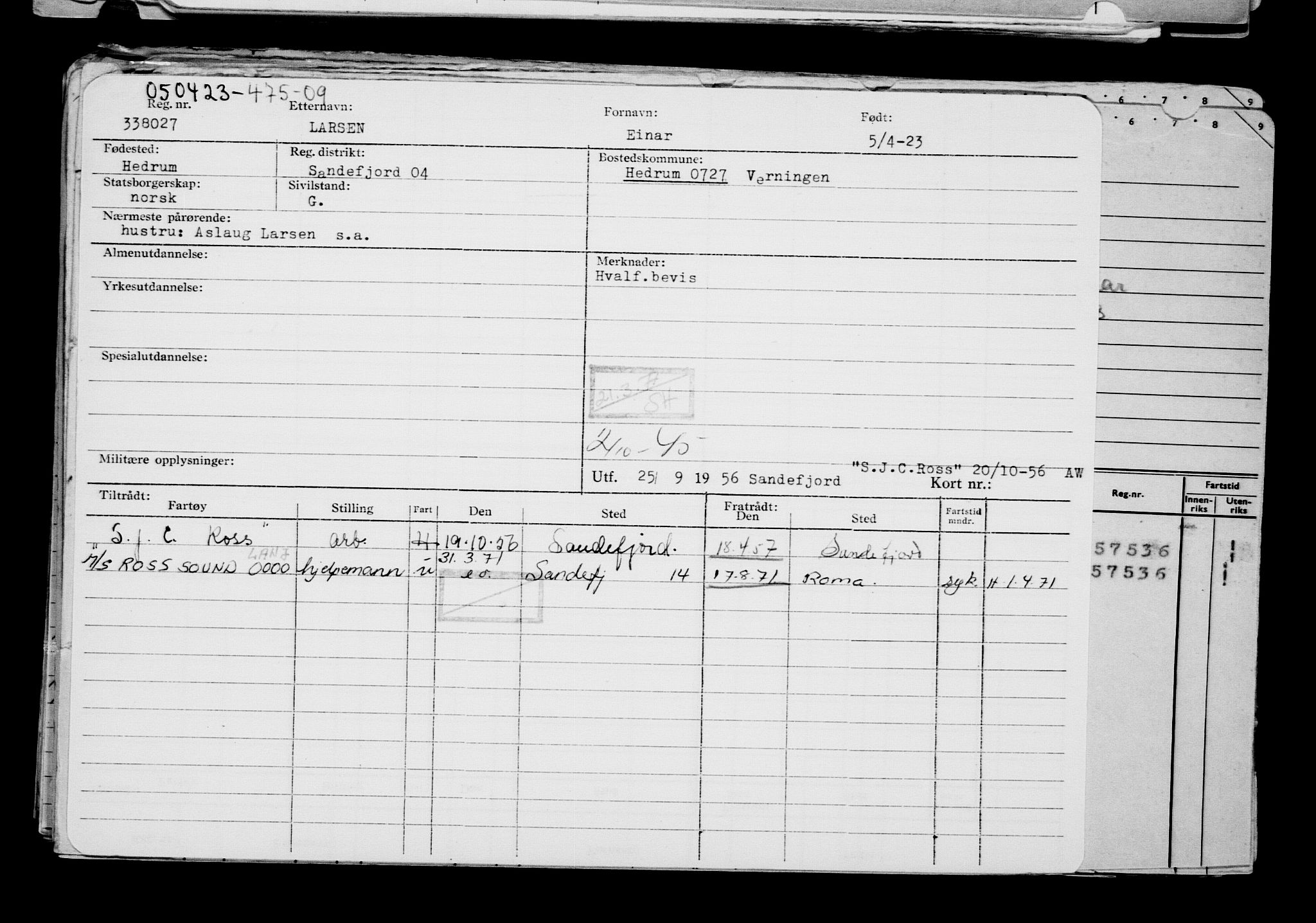 Direktoratet for sjømenn, AV/RA-S-3545/G/Gb/L0217: Hovedkort, 1923, p. 486