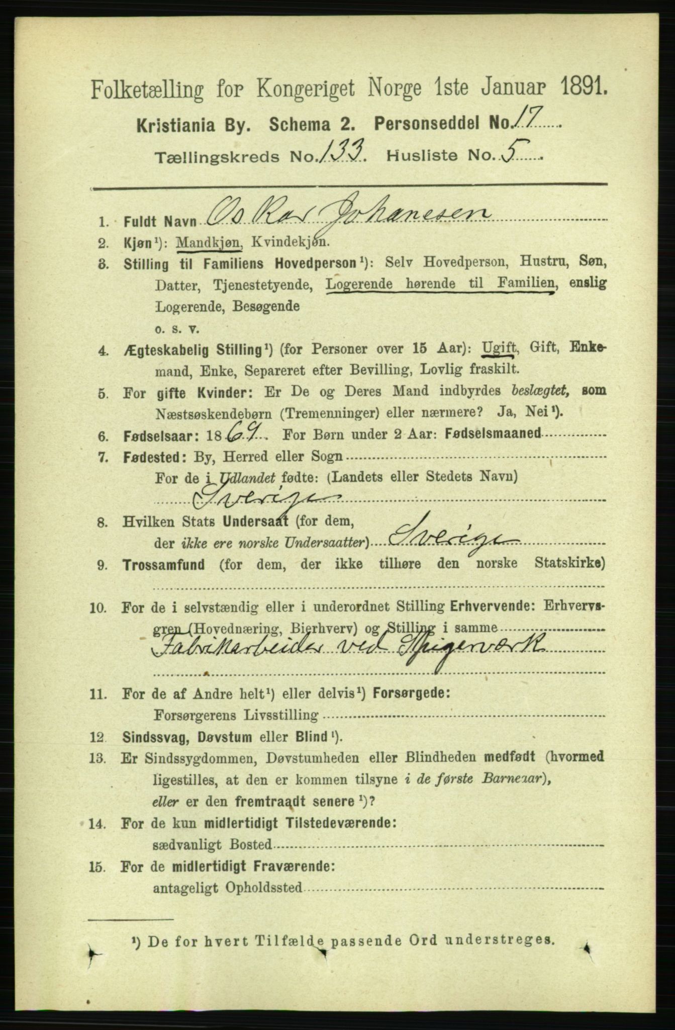 RA, 1891 census for 0301 Kristiania, 1891, p. 72634