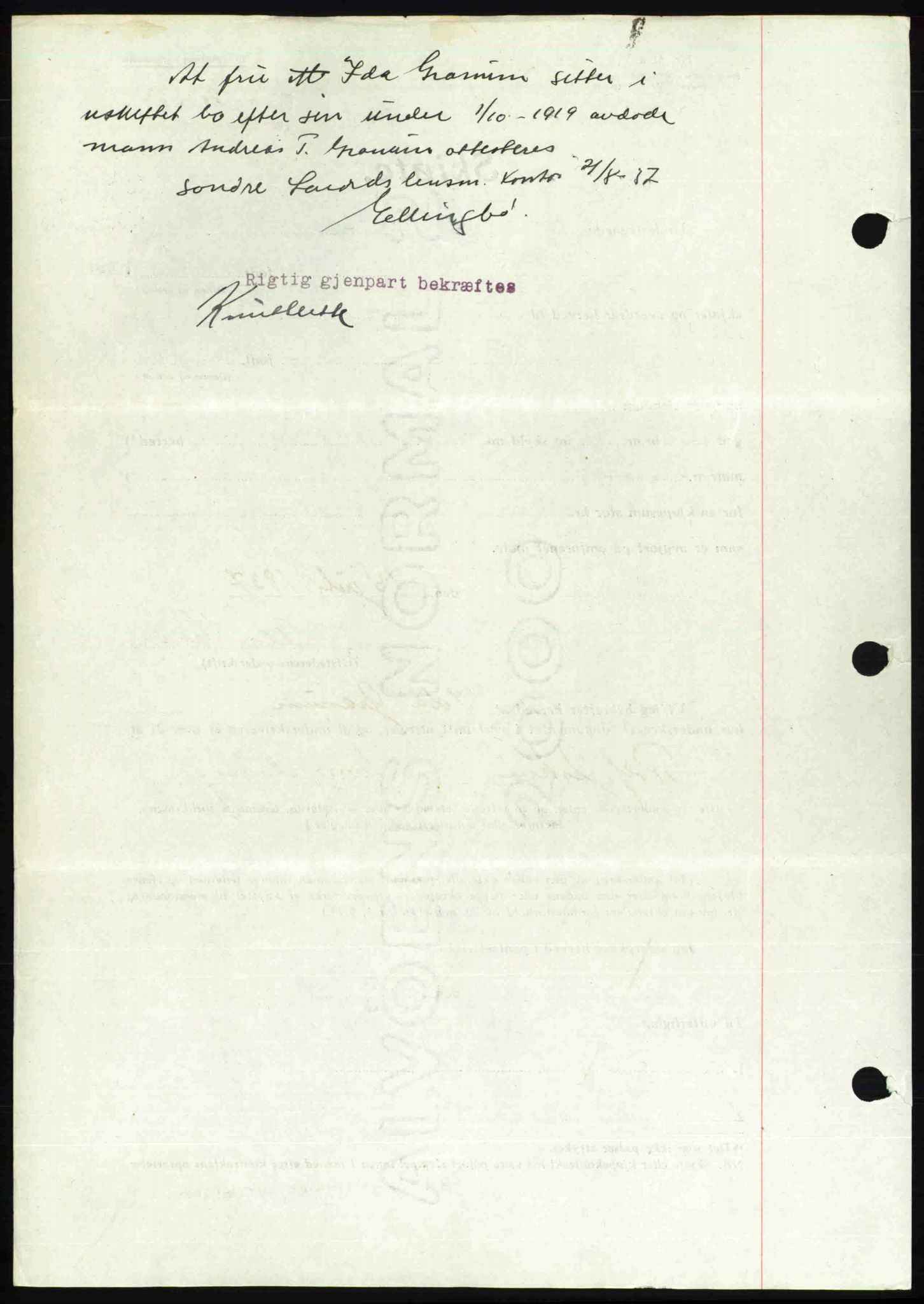 Toten tingrett, SAH/TING-006/H/Hb/Hbc/L0003: Mortgage book no. Hbc-03, 1937-1938, Diary no: : 2003/1937