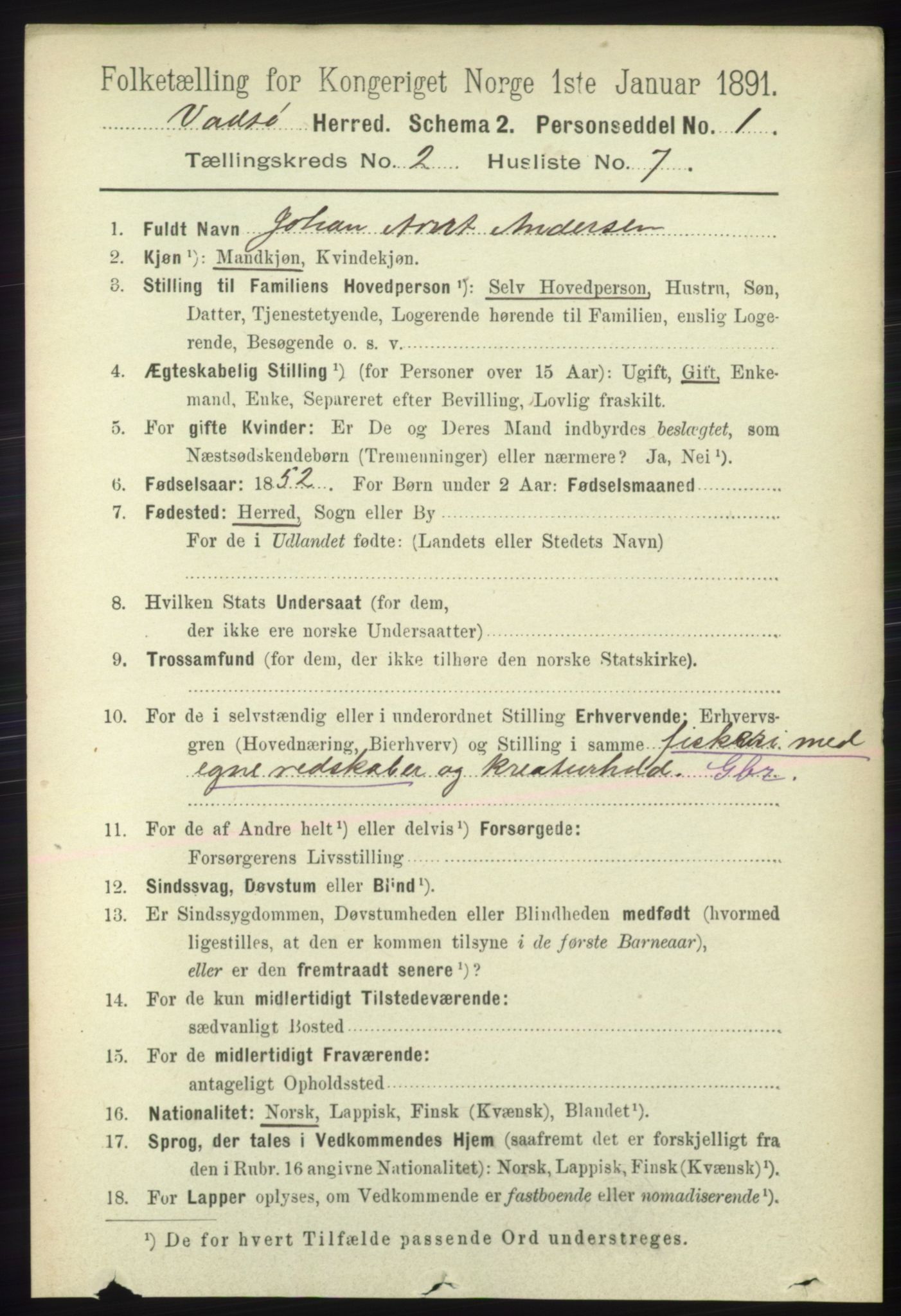 RA, 1891 census for 2029 Vadsø, 1891, p. 480