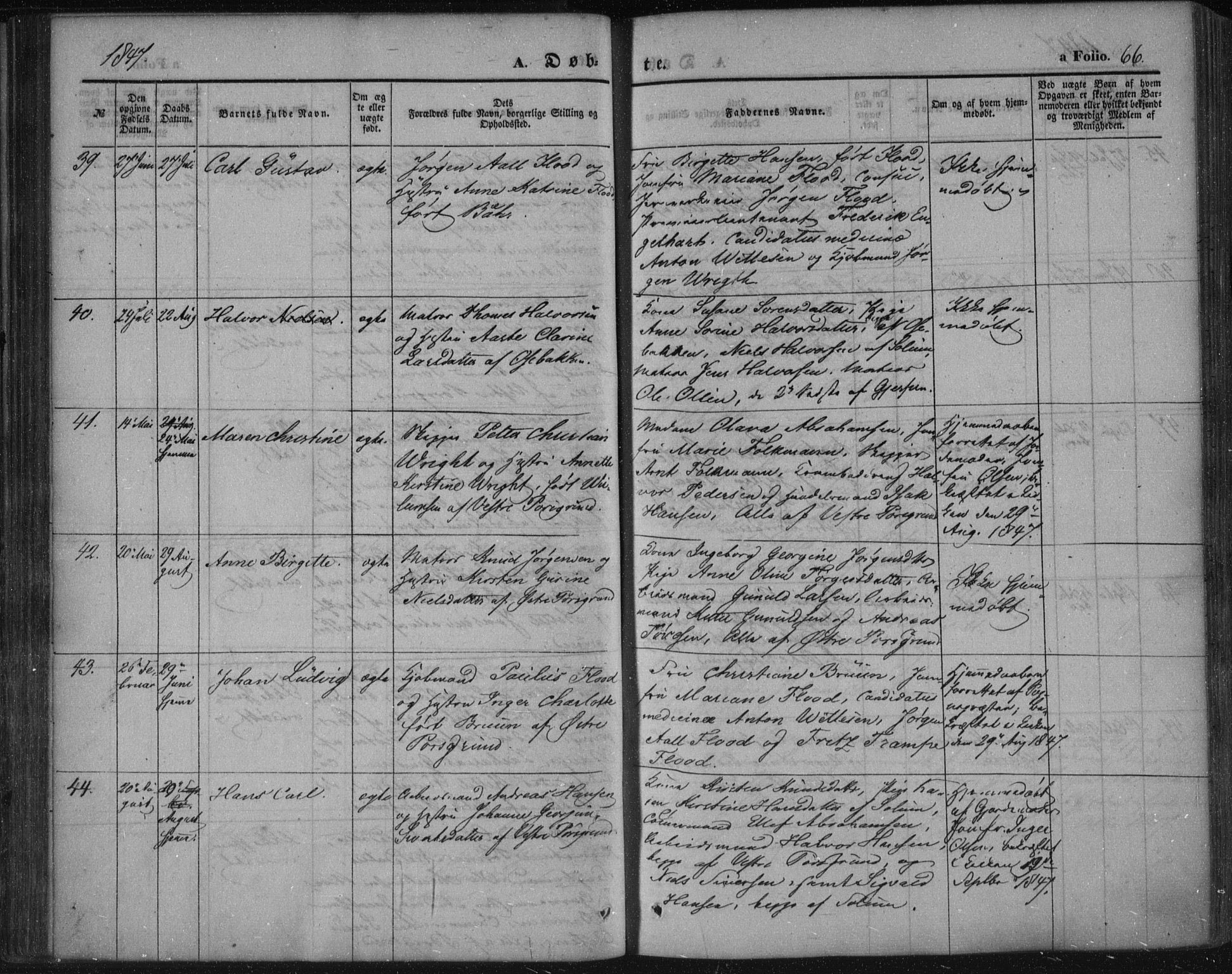 Porsgrunn kirkebøker , AV/SAKO-A-104/F/Fa/L0006: Parish register (official) no. 6, 1841-1857, p. 66