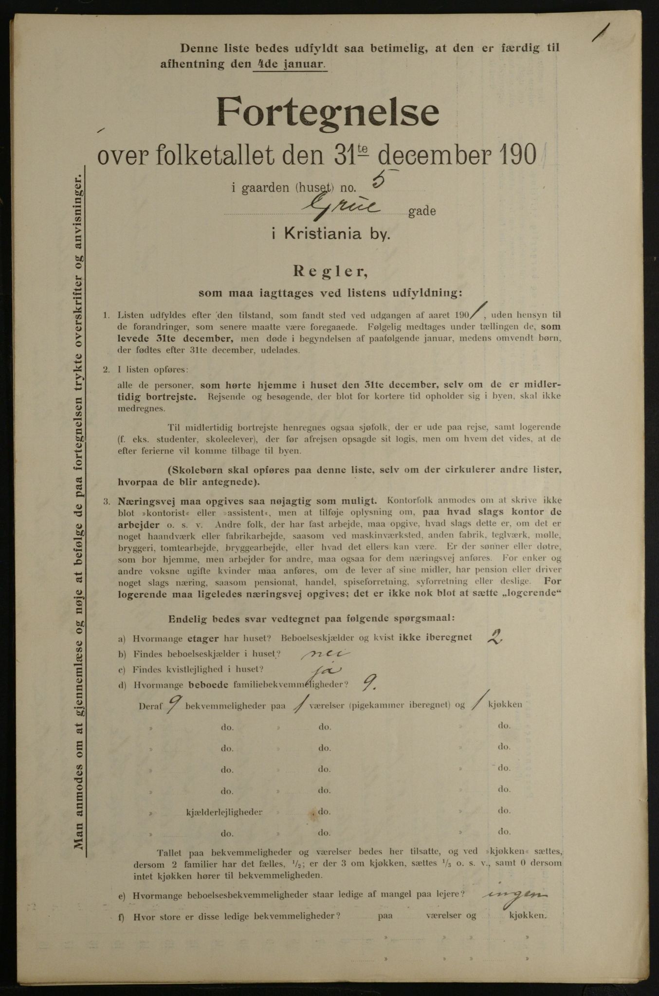 OBA, Municipal Census 1901 for Kristiania, 1901, p. 4919