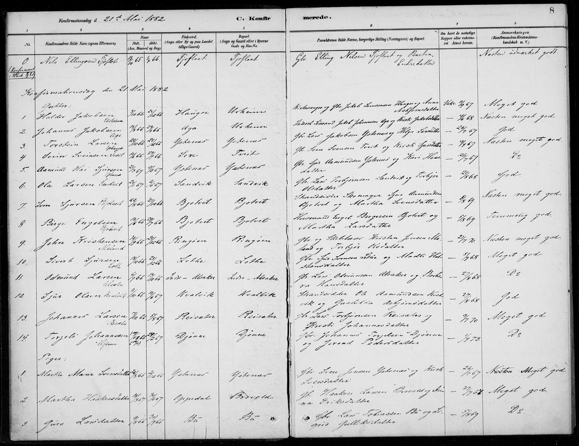 Ullensvang sokneprestembete, SAB/A-78701/H/Haa: Parish register (official) no. E  2, 1880-1914, p. 8