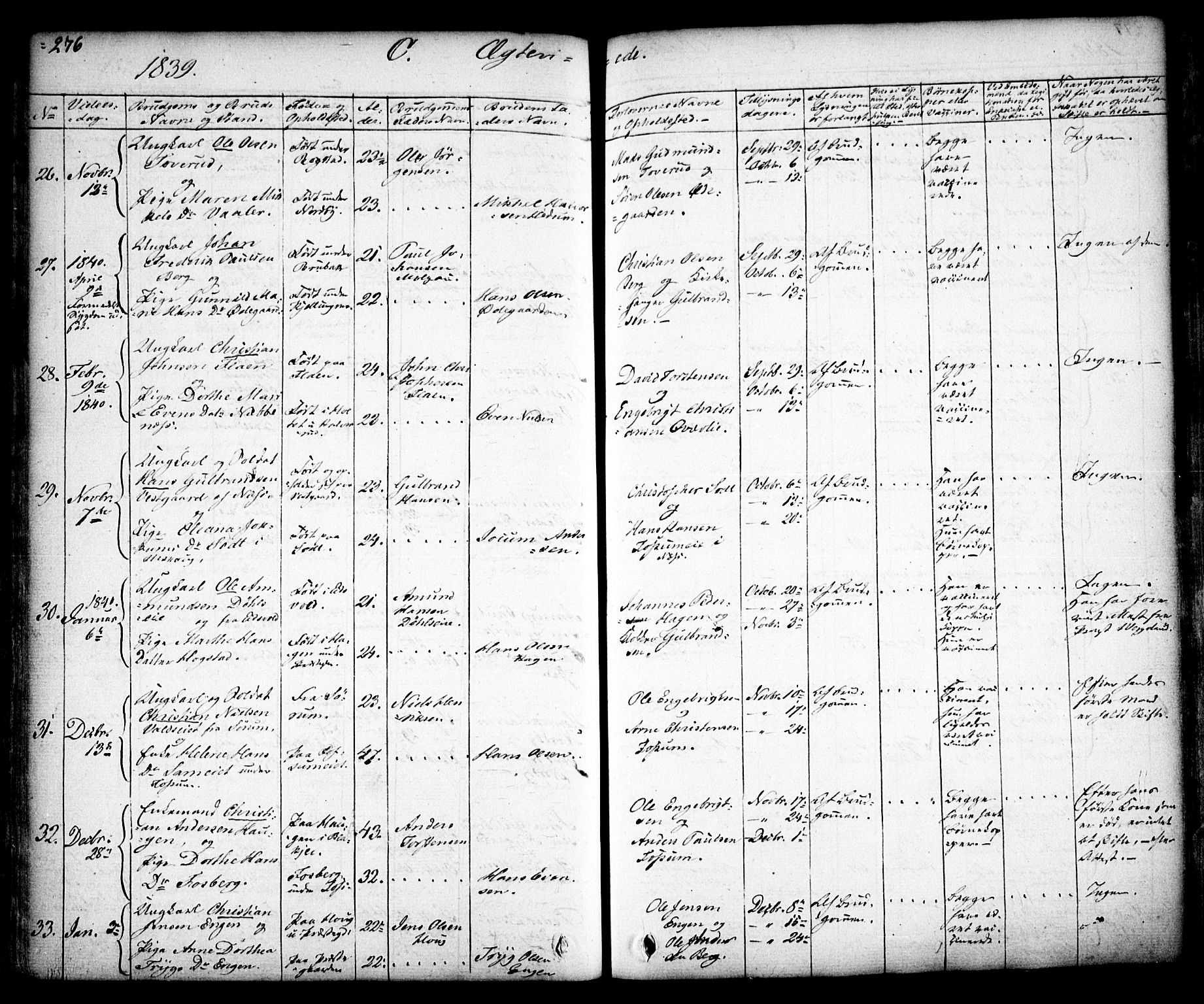 Aurskog prestekontor Kirkebøker, AV/SAO-A-10304a/F/Fa/L0006: Parish register (official) no. I 6, 1829-1853, p. 276