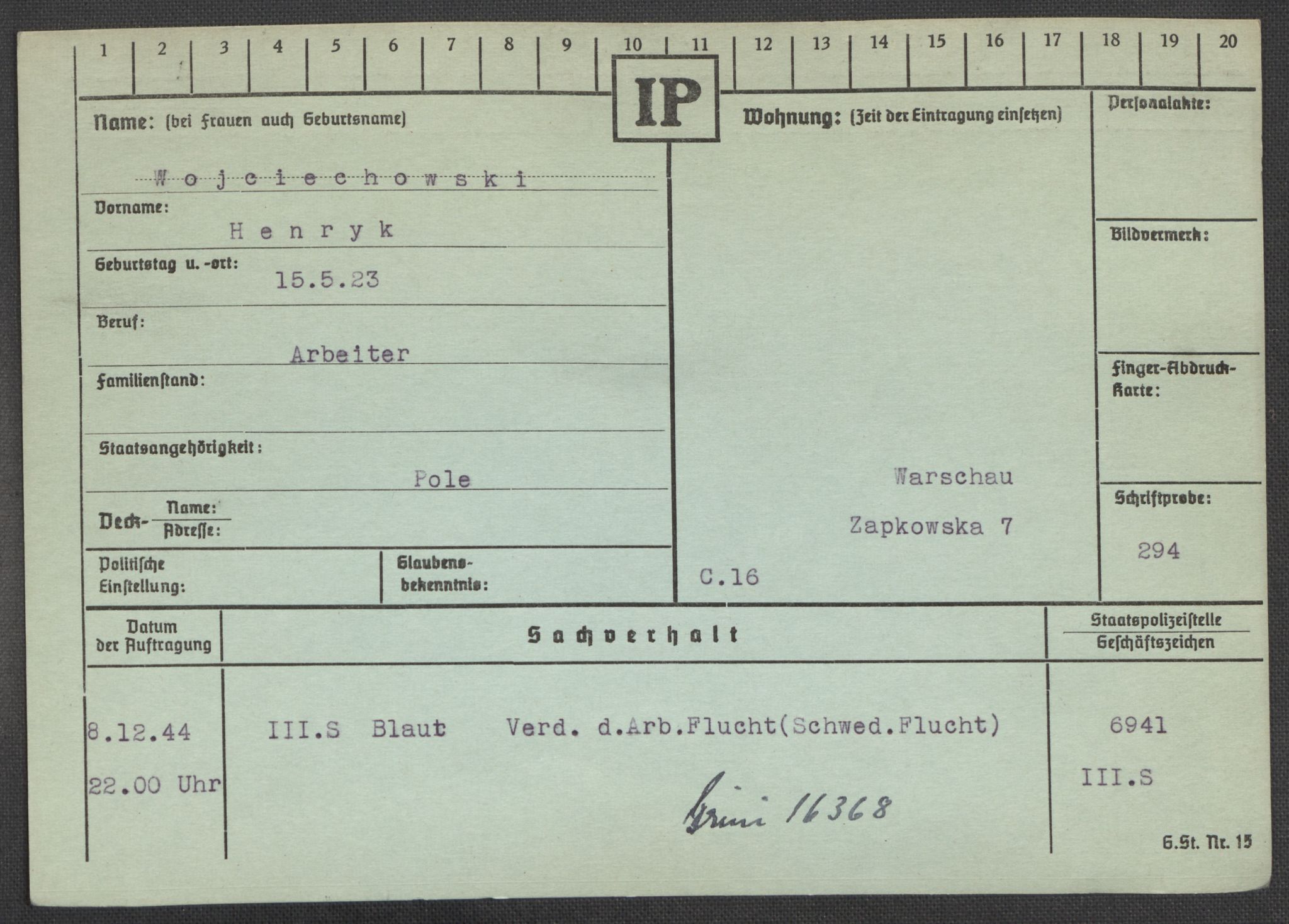 Befehlshaber der Sicherheitspolizei und des SD, RA/RAFA-5969/E/Ea/Eaa/L0010: Register over norske fanger i Møllergata 19: Sø-Å, 1940-1945, p. 1086