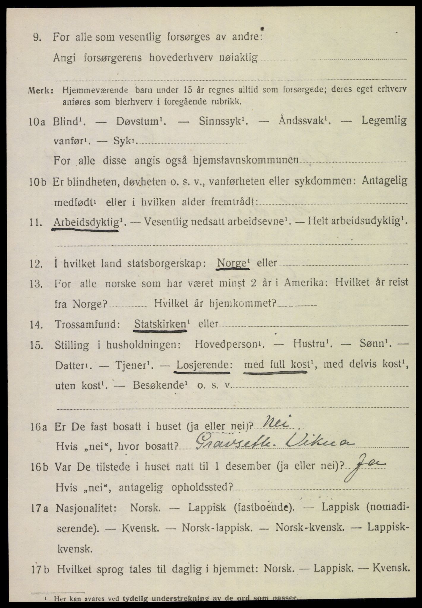 SAT, 1920 census for Vikna, 1920, p. 4384