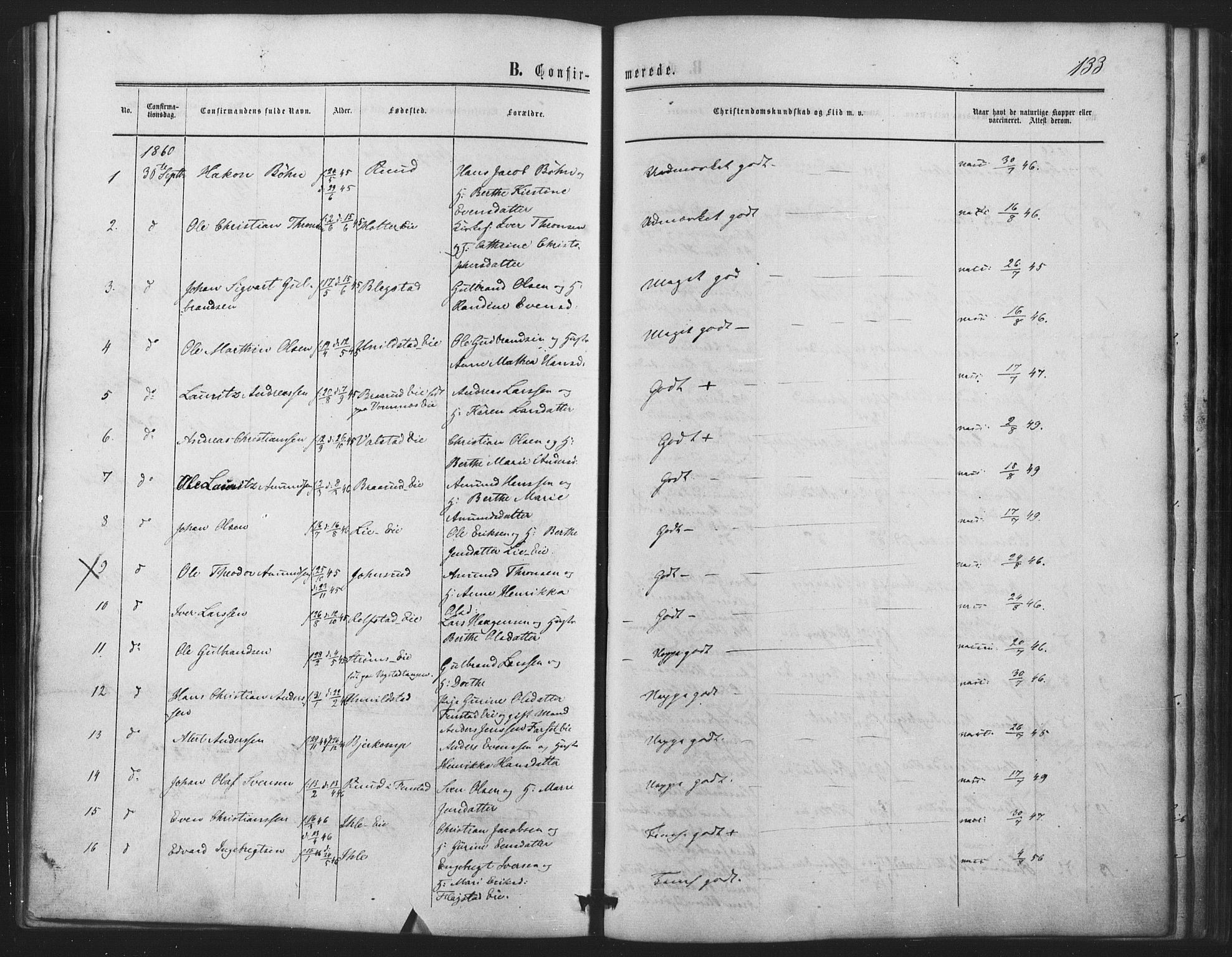 Nes prestekontor Kirkebøker, AV/SAO-A-10410/F/Fb/L0001: Parish register (official) no. II 1, 1859-1882, p. 133