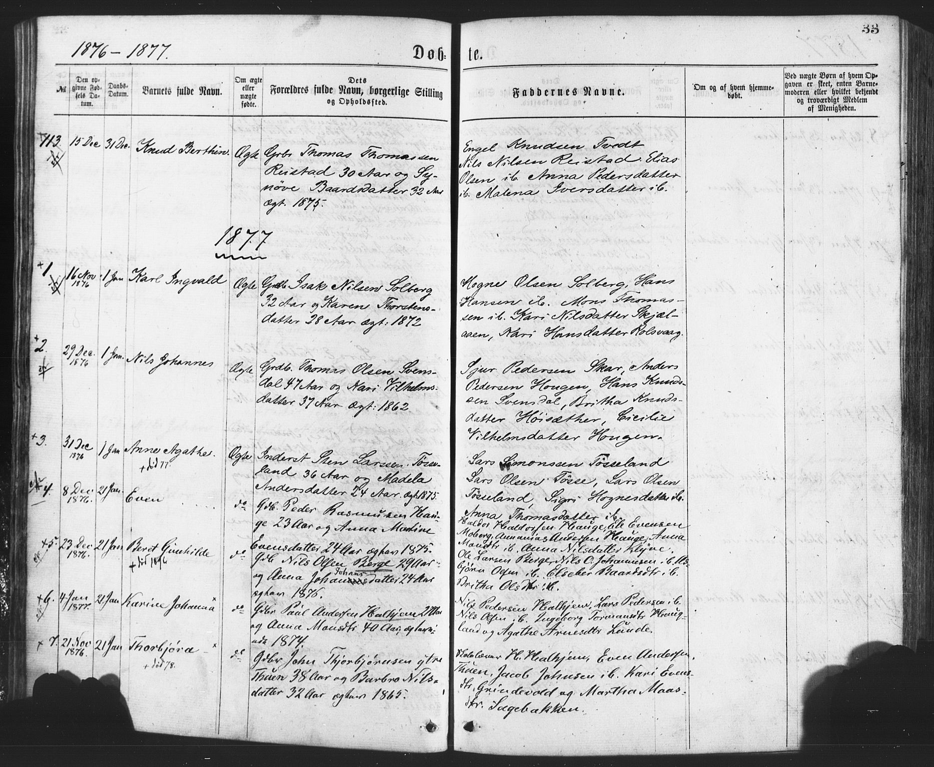 Os sokneprestembete, SAB/A-99929: Parish register (official) no. A 18, 1874-1884, p. 33