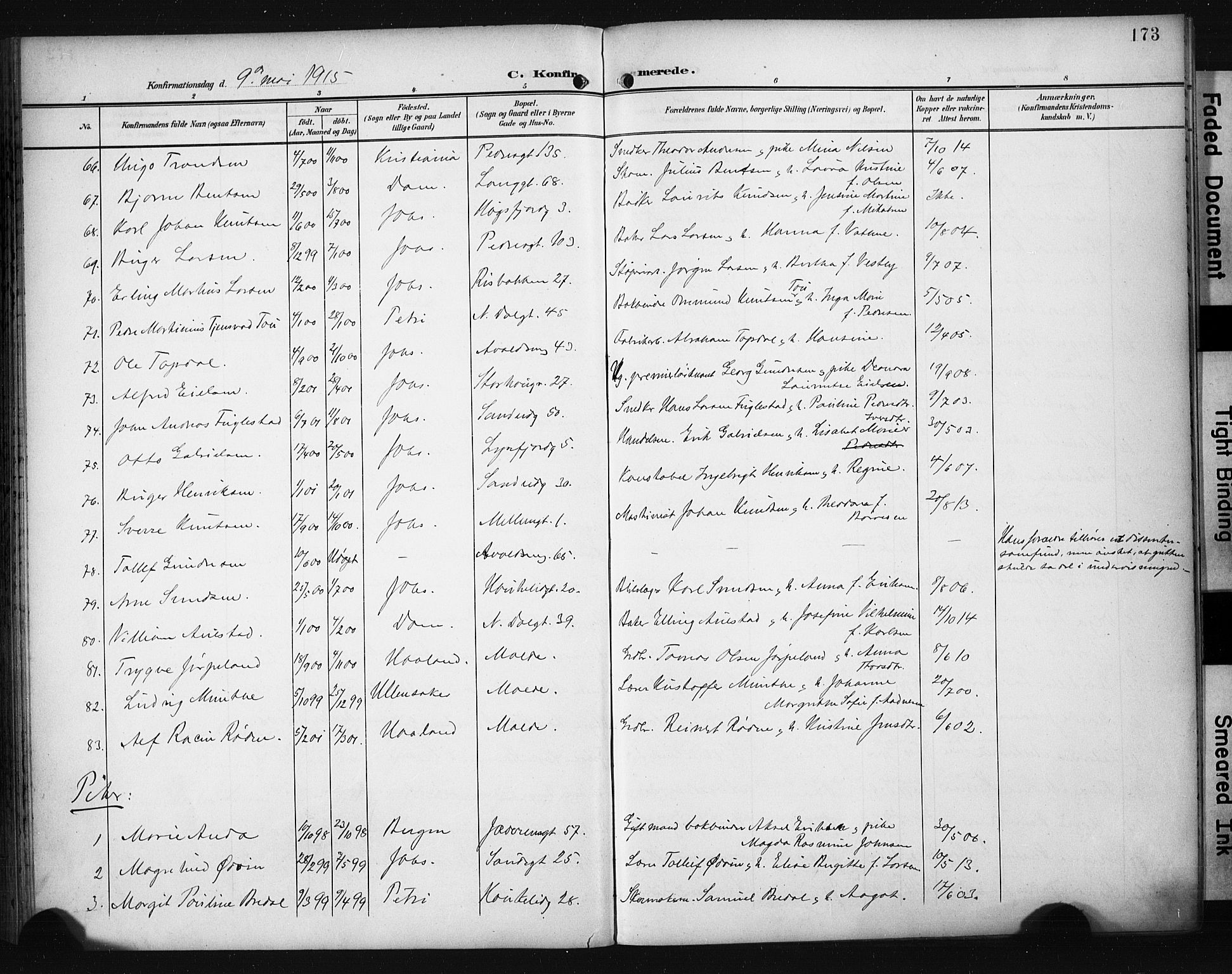 St. Johannes sokneprestkontor, AV/SAST-A-101814/001/30/30BA/L0006: Parish register (official) no. A 6, 1899-1916, p. 173