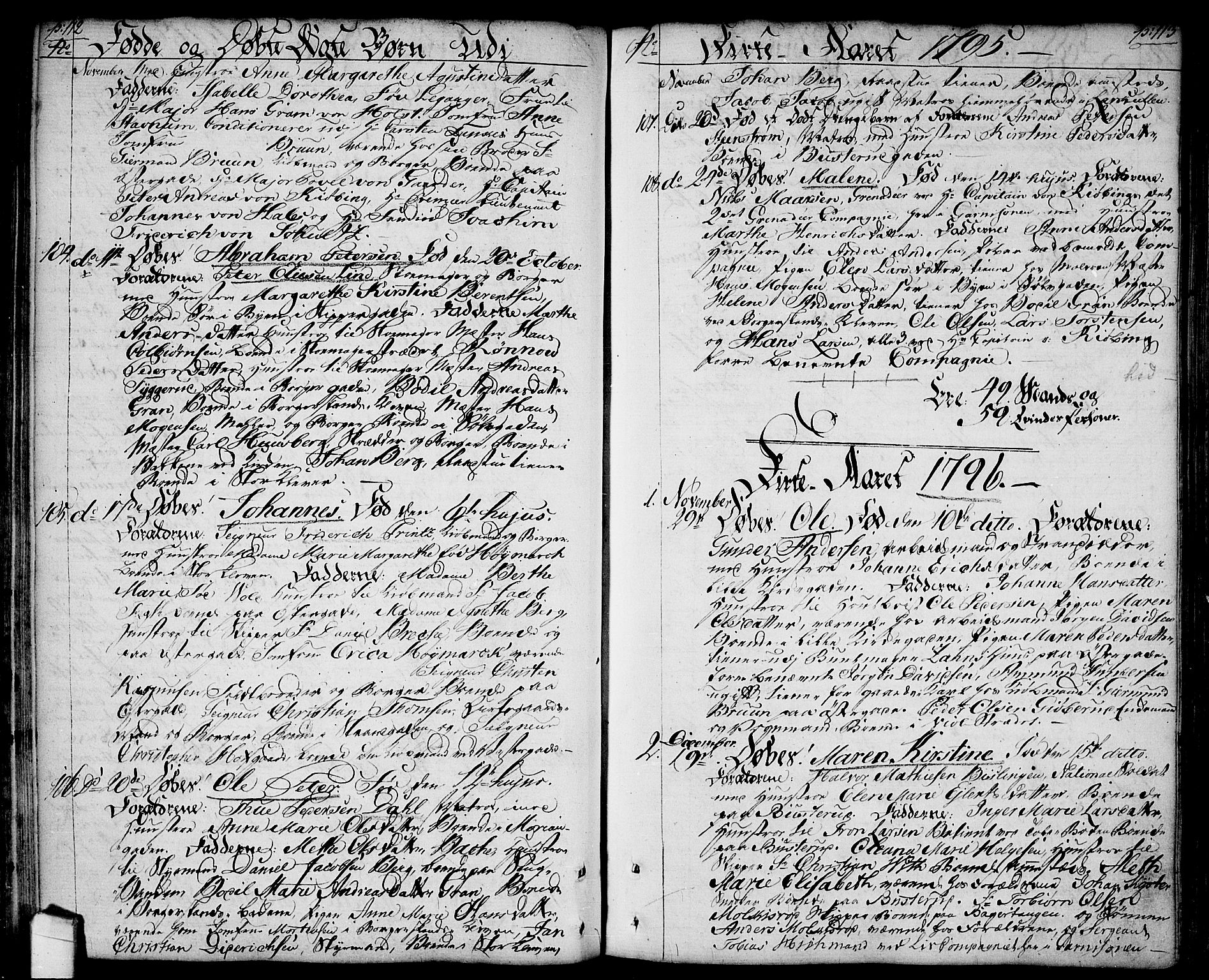 Halden prestekontor Kirkebøker, SAO/A-10909/F/Fa/L0002: Parish register (official) no. I 2, 1792-1812, p. 112-113
