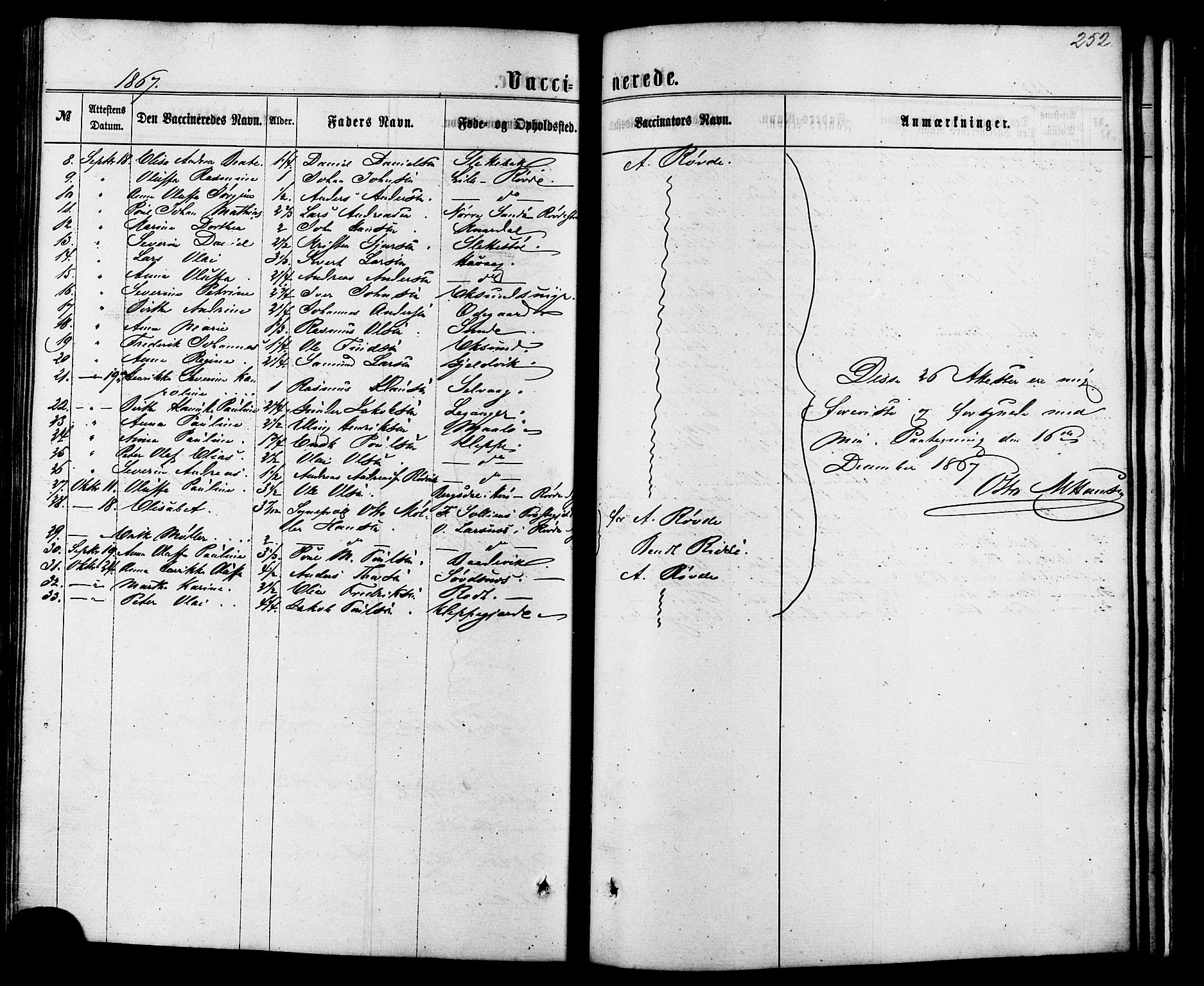 Ministerialprotokoller, klokkerbøker og fødselsregistre - Møre og Romsdal, SAT/A-1454/504/L0055: Parish register (official) no. 504A02, 1861-1884, p. 252