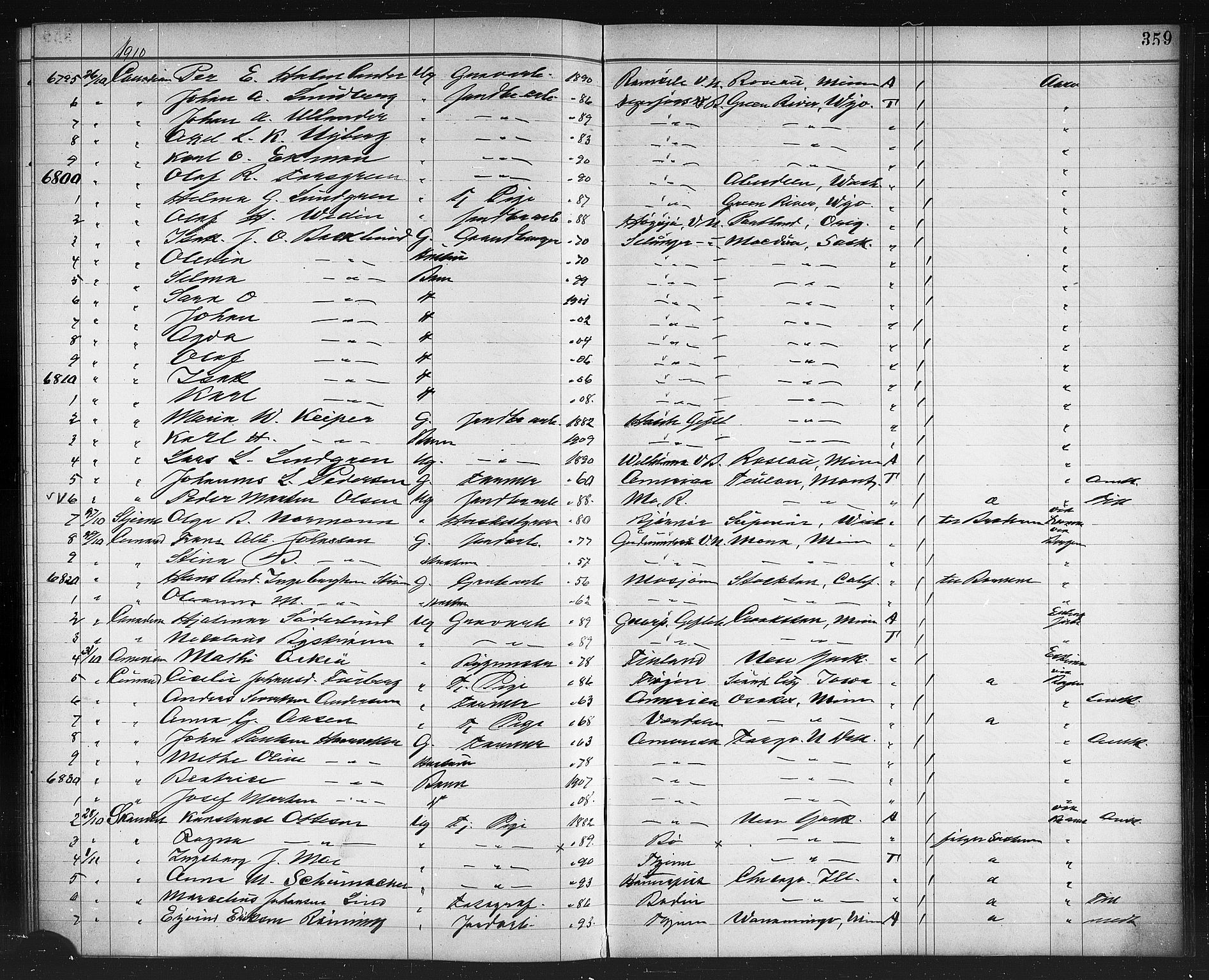 Trondheim politikammer, AV/SAT-A-1887/1/32/L0014: Emigrantprotokoll XIII, 1907-1911, p. 359
