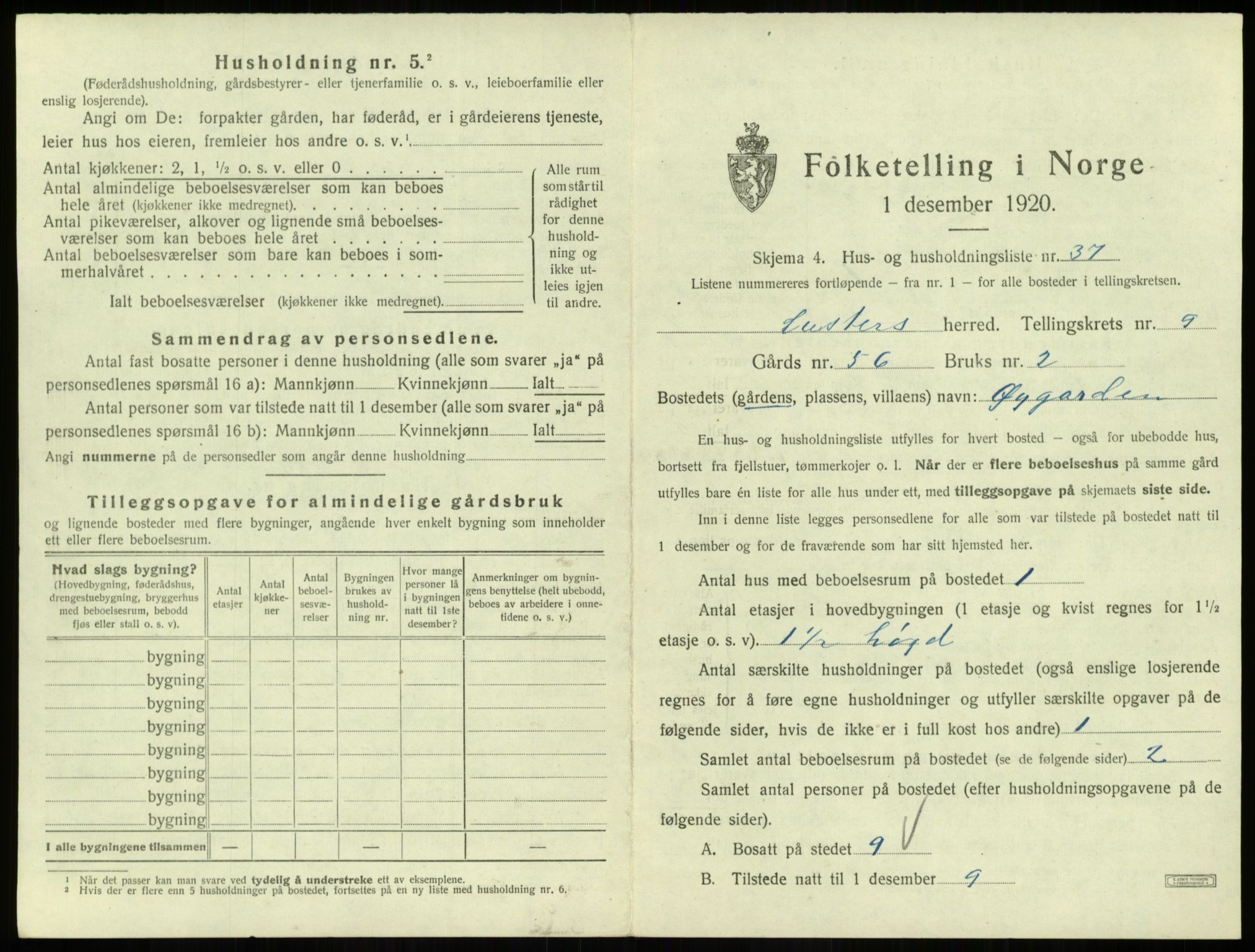 SAB, 1920 census for Luster, 1920, p. 890