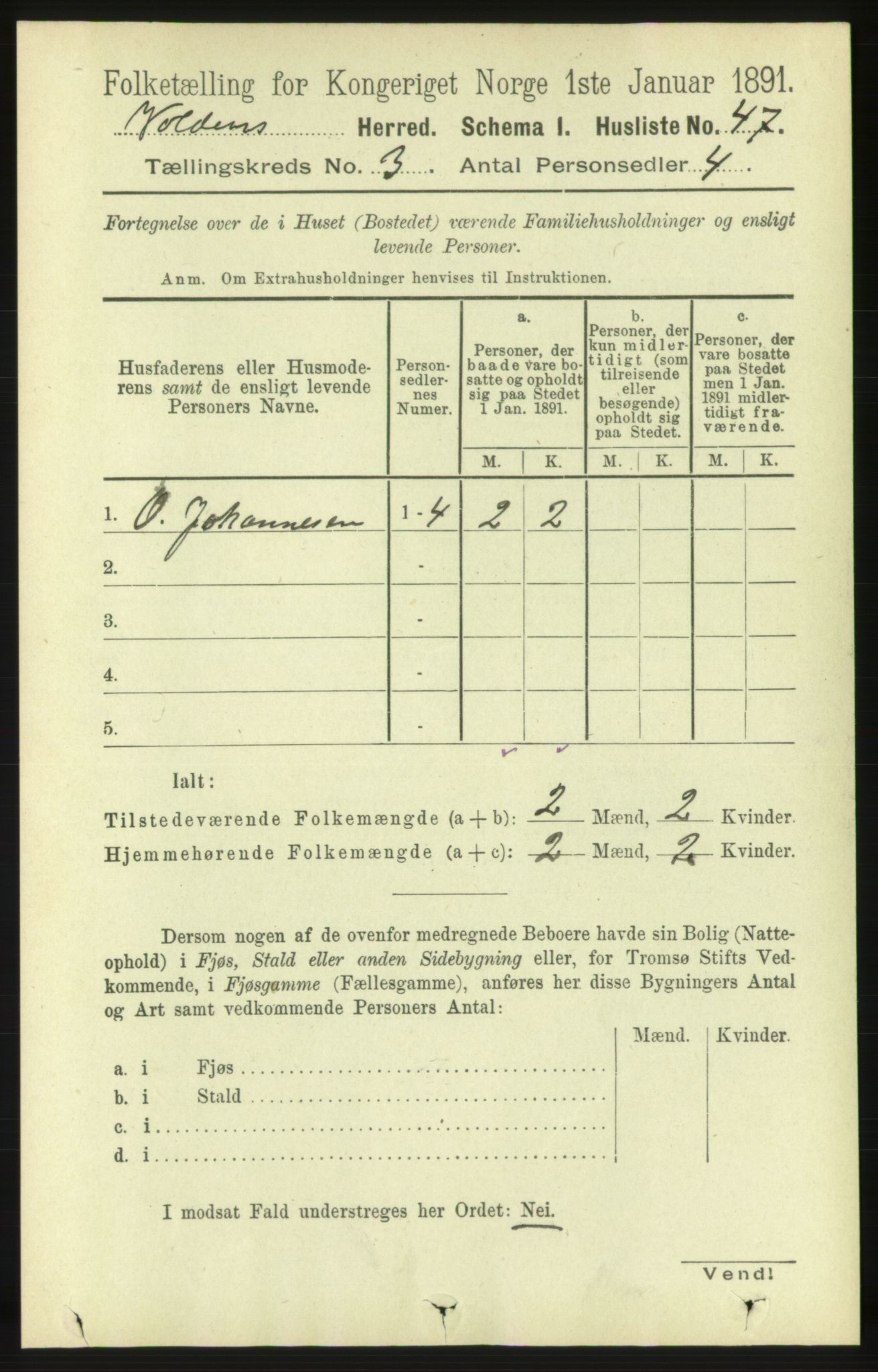 RA, 1891 census for 1519 Volda, 1891, p. 1650