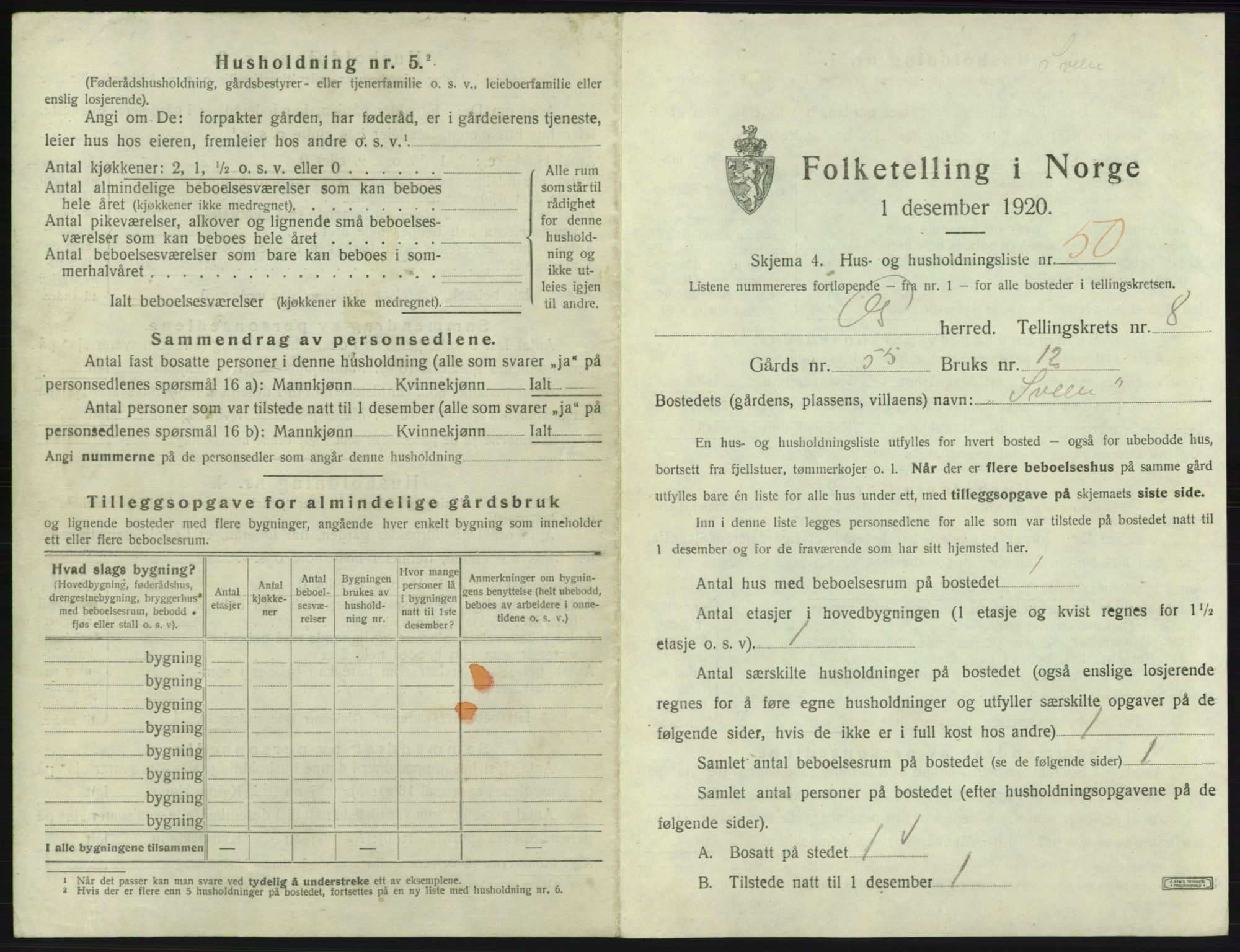 SAB, 1920 census for Os, 1920, p. 921