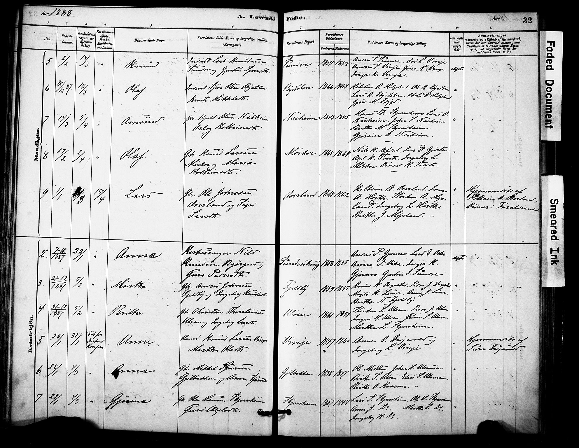 Vossestrand Sokneprestembete, AV/SAB-A-79101/H/Haa: Parish register (official) no. C 1, 1878-1903, p. 32