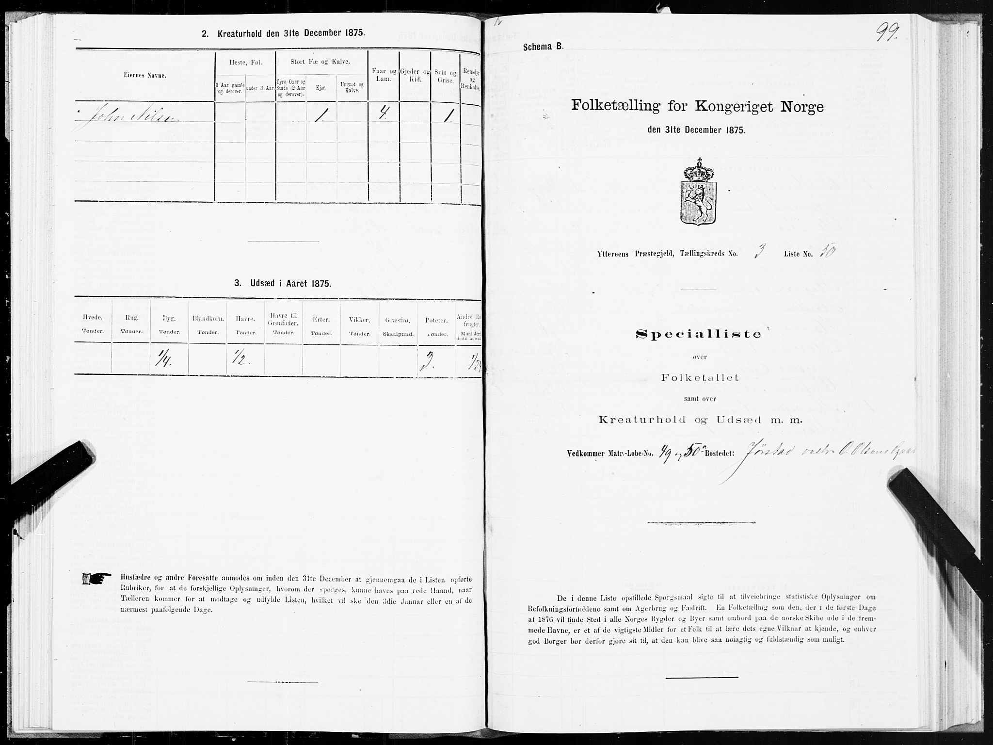 SAT, 1875 census for 1722P Ytterøy, 1875, p. 2099