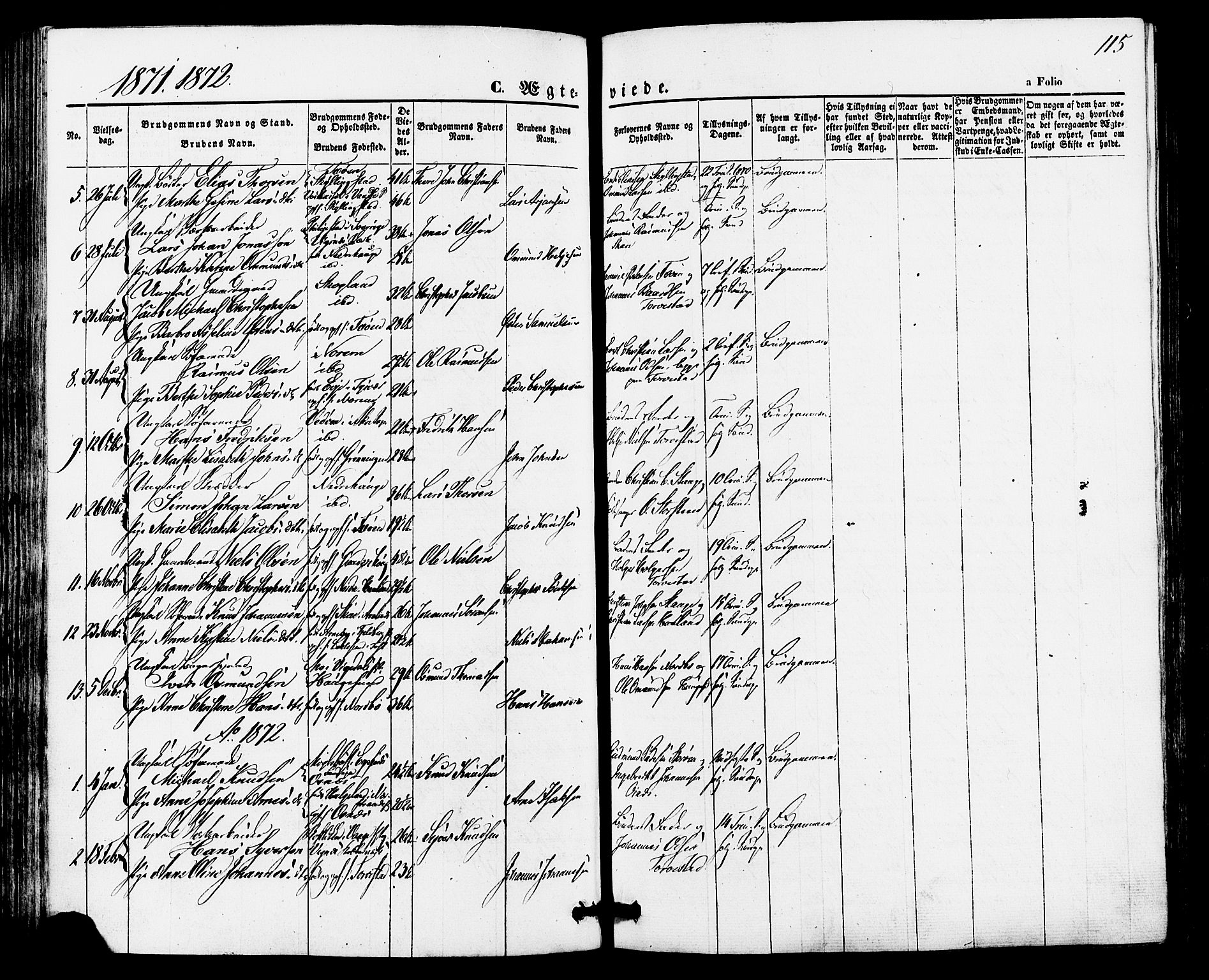 Torvastad sokneprestkontor, AV/SAST-A -101857/H/Ha/Haa/L0010: Parish register (official) no. A 10, 1857-1878, p. 115