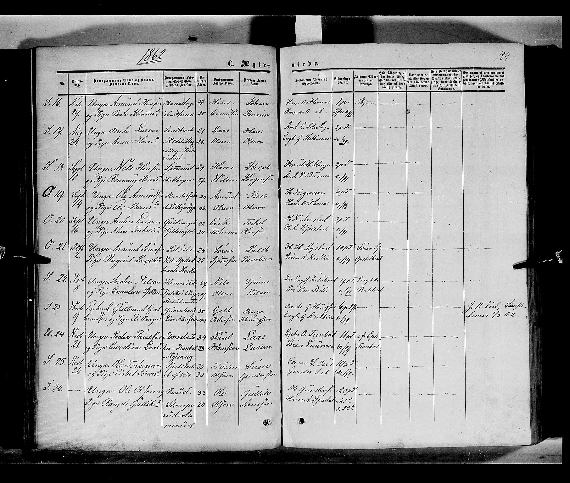 Sør-Odal prestekontor, AV/SAH-PREST-030/H/Ha/Haa/L0002: Parish register (official) no. 2, 1859-1863, p. 184