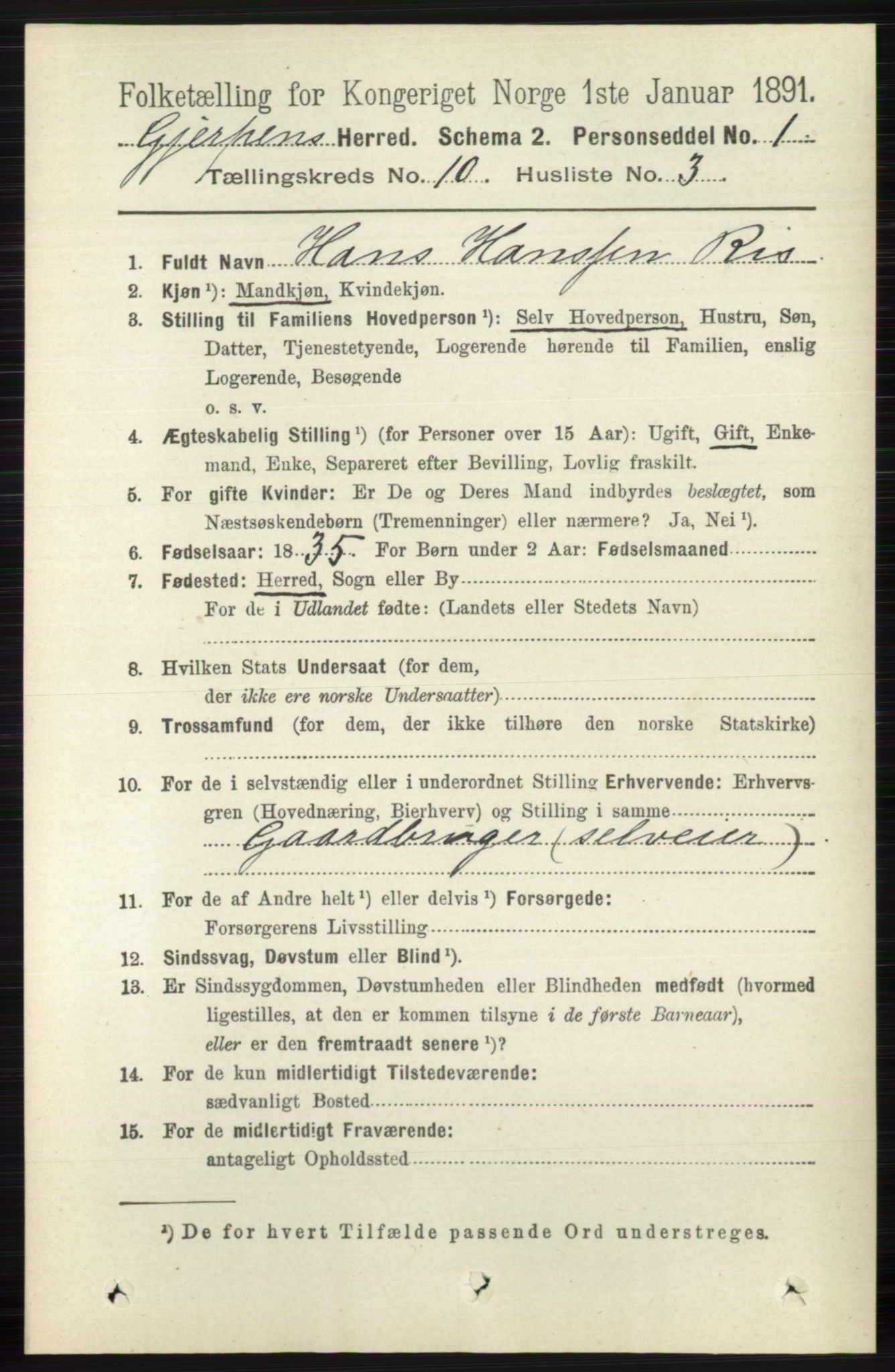 RA, 1891 census for 0812 Gjerpen, 1891, p. 6148