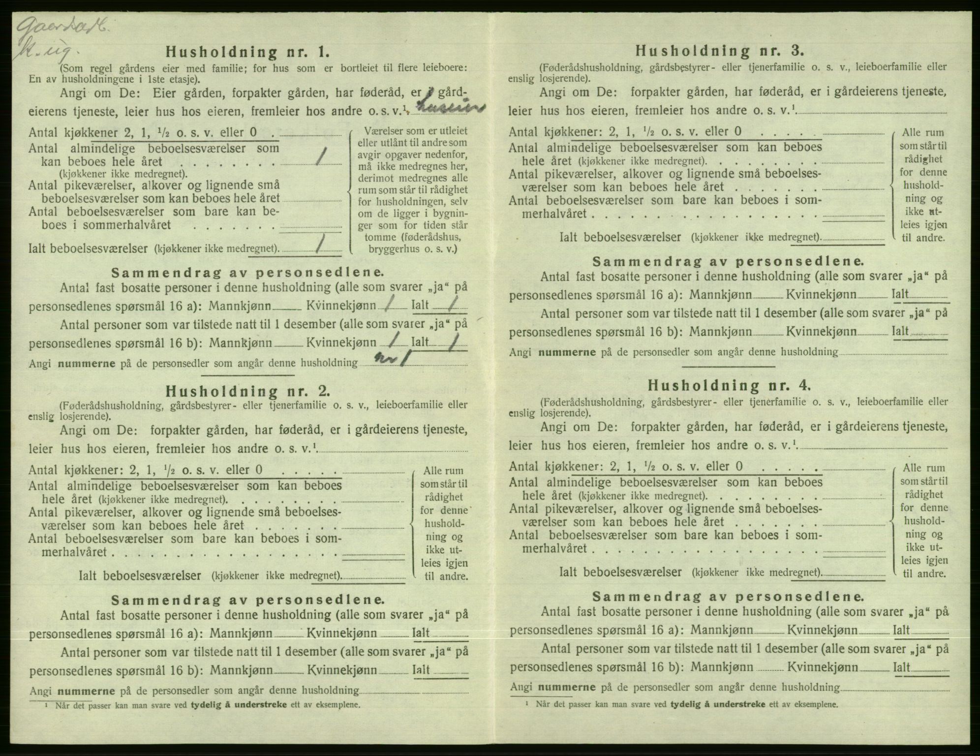 SAB, 1920 census for Vossestrand, 1920, p. 273