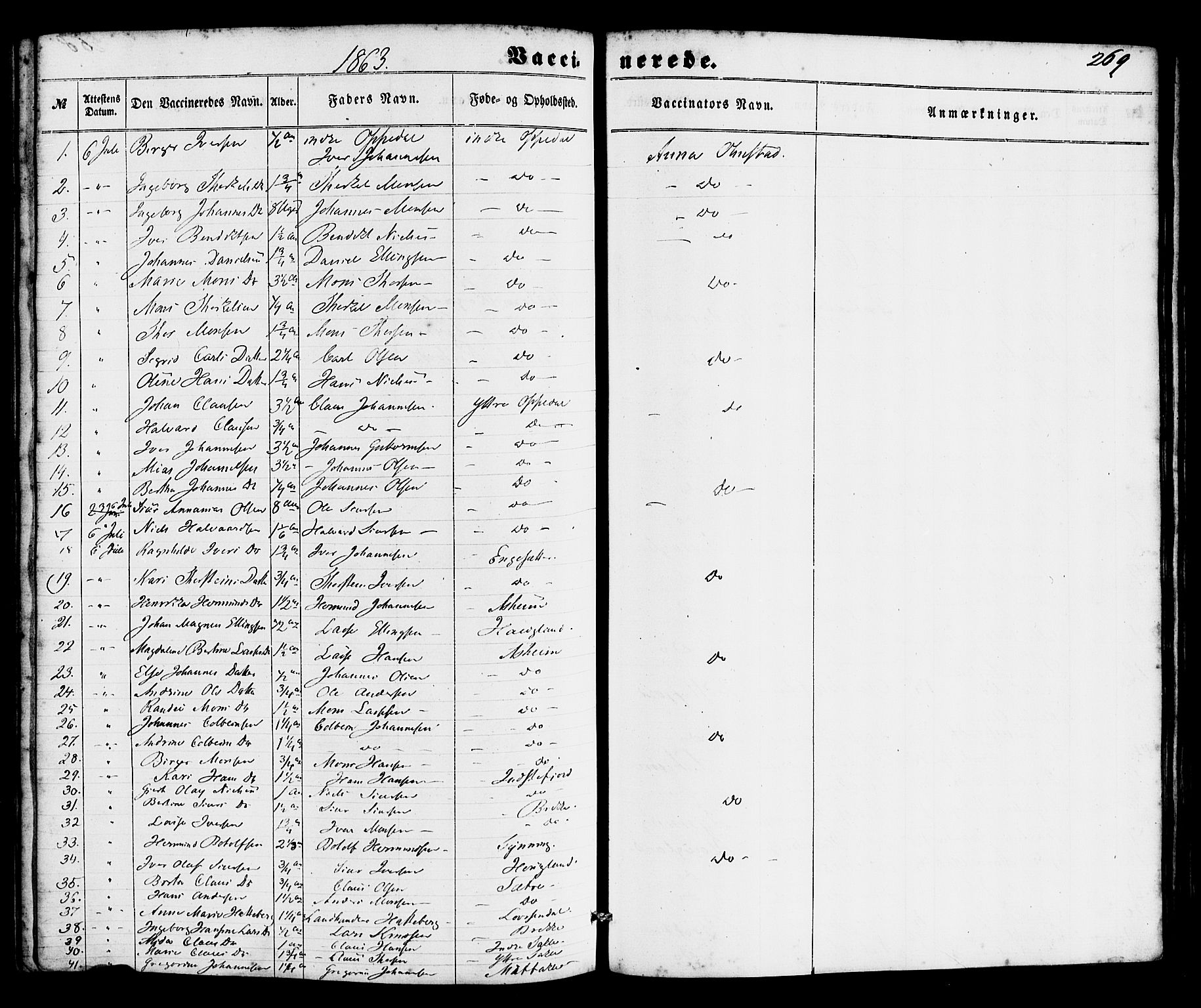 Gulen sokneprestembete, SAB/A-80201/H/Haa/Haac/L0001: Parish register (official) no. C 1, 1859-1881, p. 269