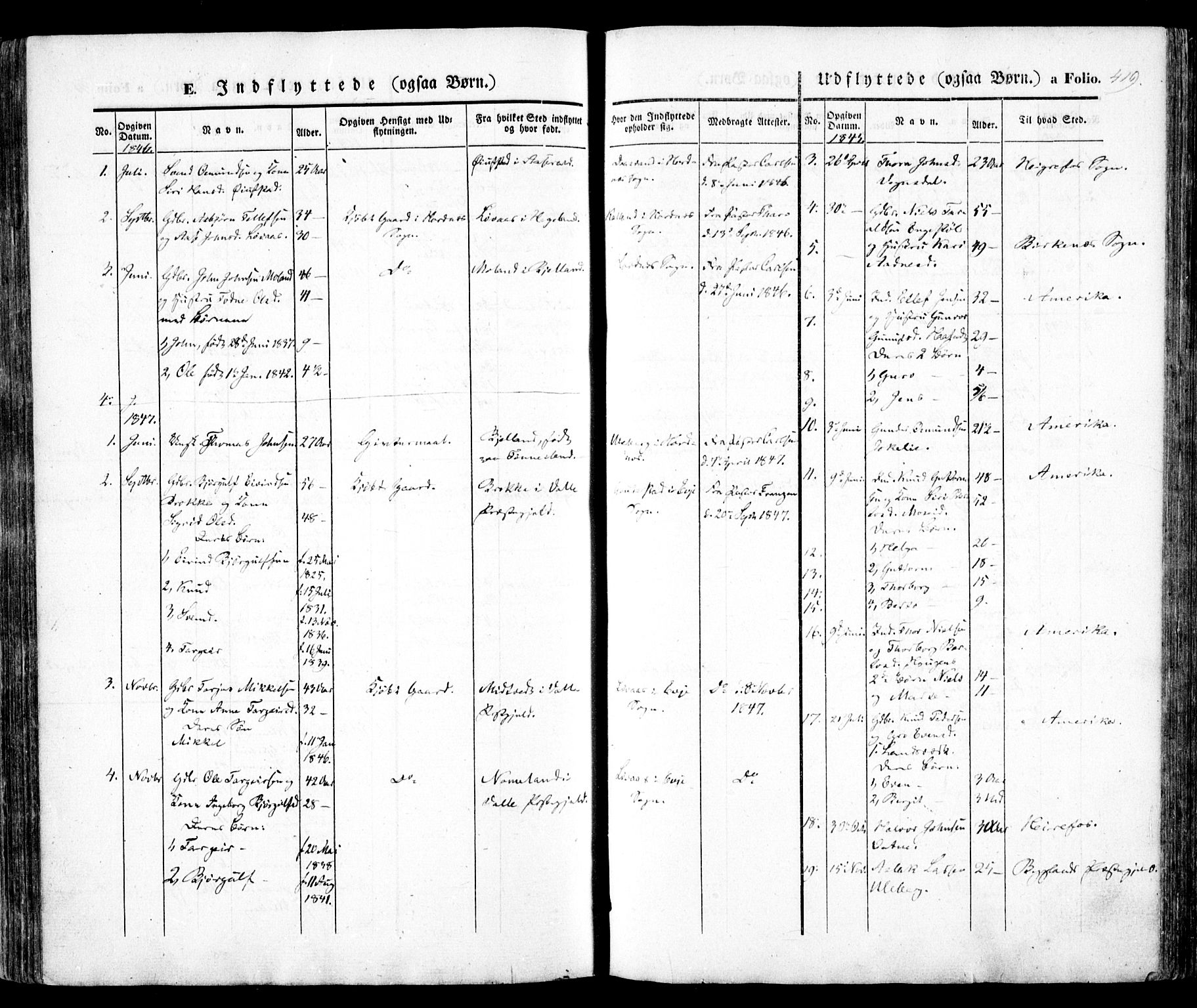 Evje sokneprestkontor, SAK/1111-0008/F/Fa/Faa/L0005: Parish register (official) no. A 5, 1843-1865, p. 419