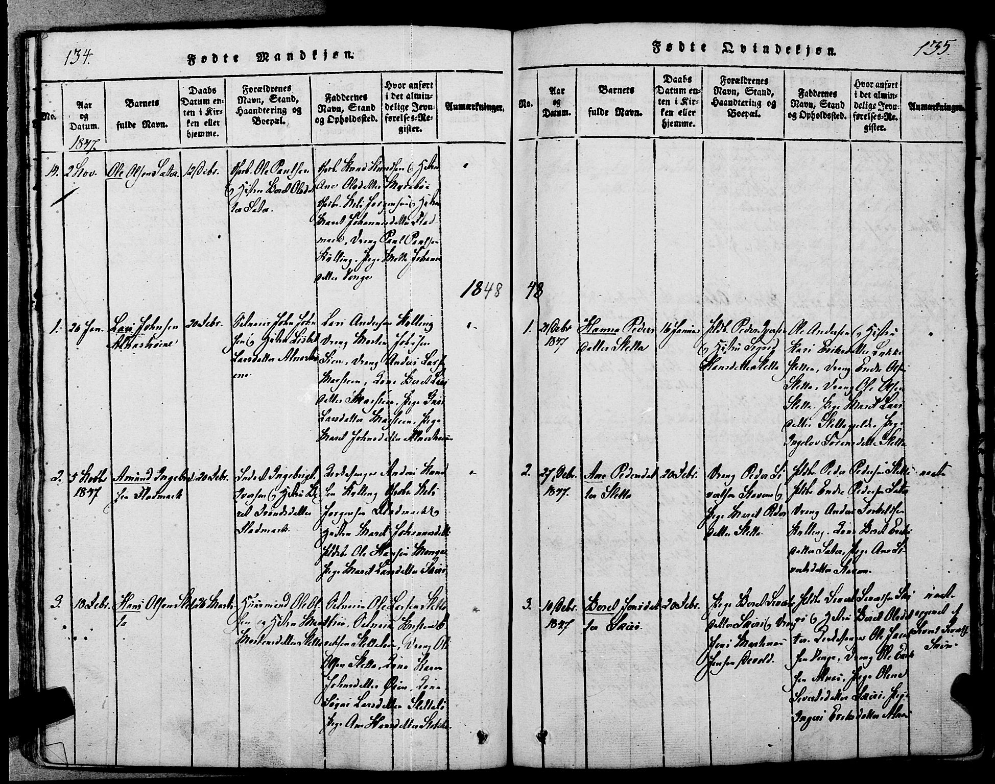 Ministerialprotokoller, klokkerbøker og fødselsregistre - Møre og Romsdal, SAT/A-1454/546/L0593: Parish register (official) no. 546A01, 1818-1853, p. 134-135