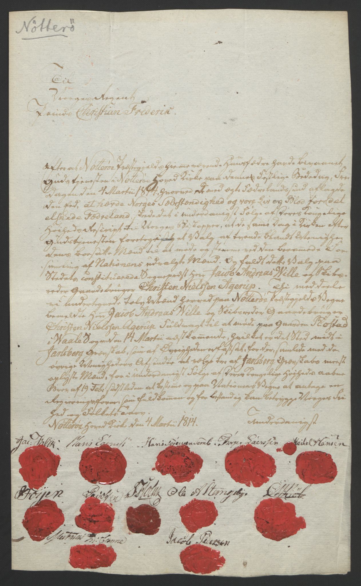 Statsrådssekretariatet, RA/S-1001/D/Db/L0008: Fullmakter for Eidsvollsrepresentantene i 1814. , 1814, p. 16