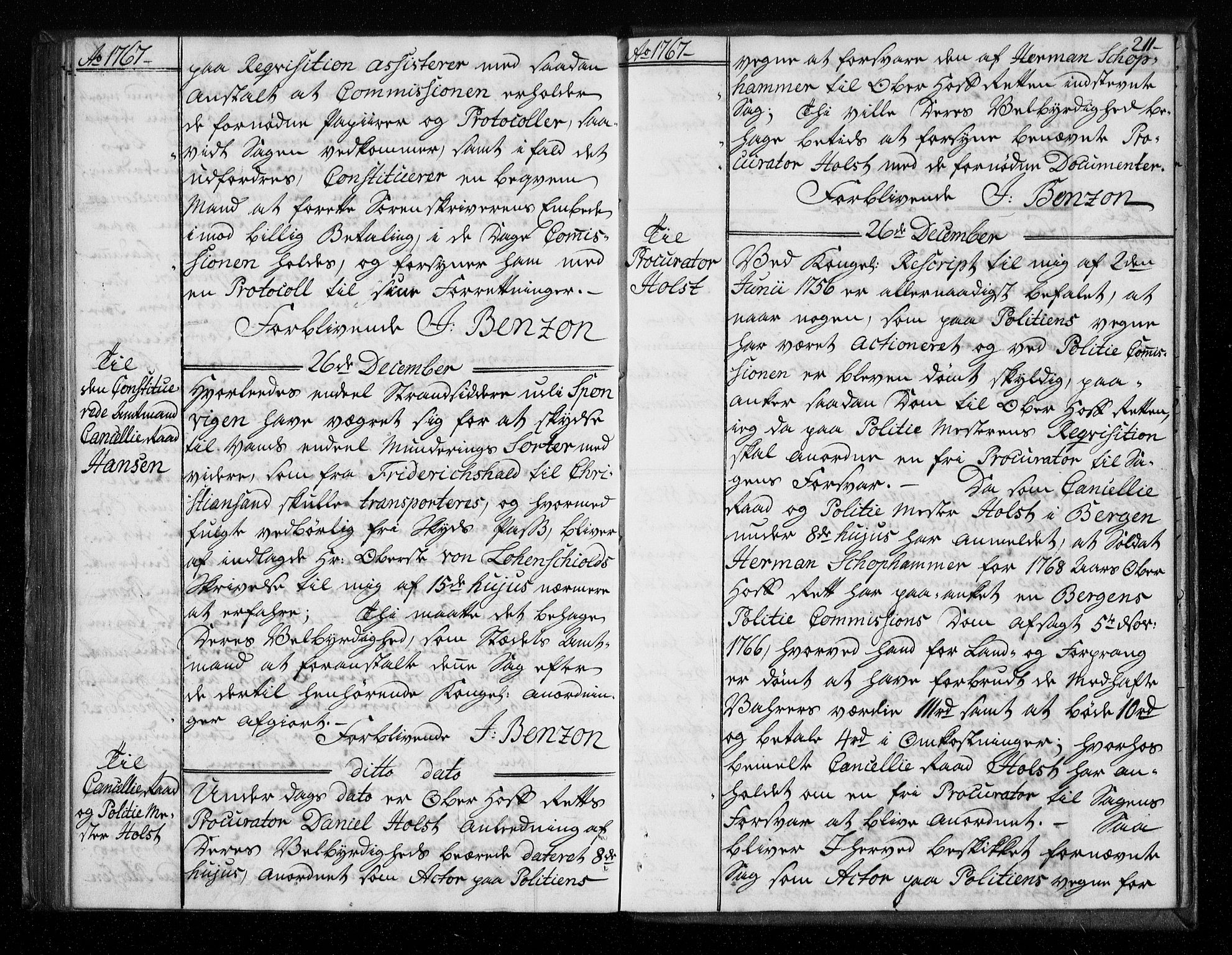 Stattholderembetet 1572-1771, AV/RA-EA-2870/Bf/L0006: Stattholderprotokoll (allmenn kopibok), 1767-1768, p. 210b-211a