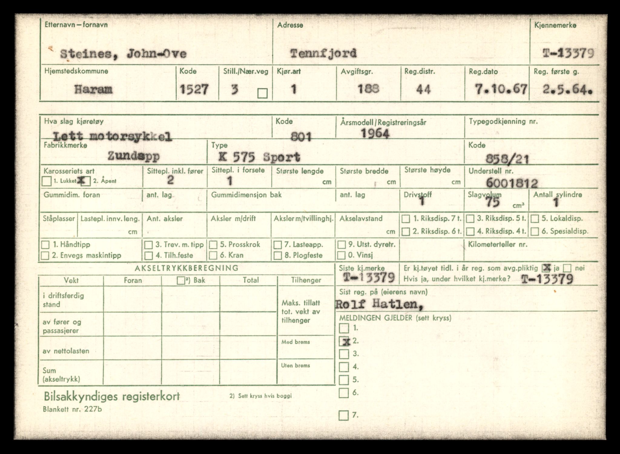 Møre og Romsdal vegkontor - Ålesund trafikkstasjon, AV/SAT-A-4099/F/Fe/L0039: Registreringskort for kjøretøy T 13361 - T 13530, 1927-1998, p. 285