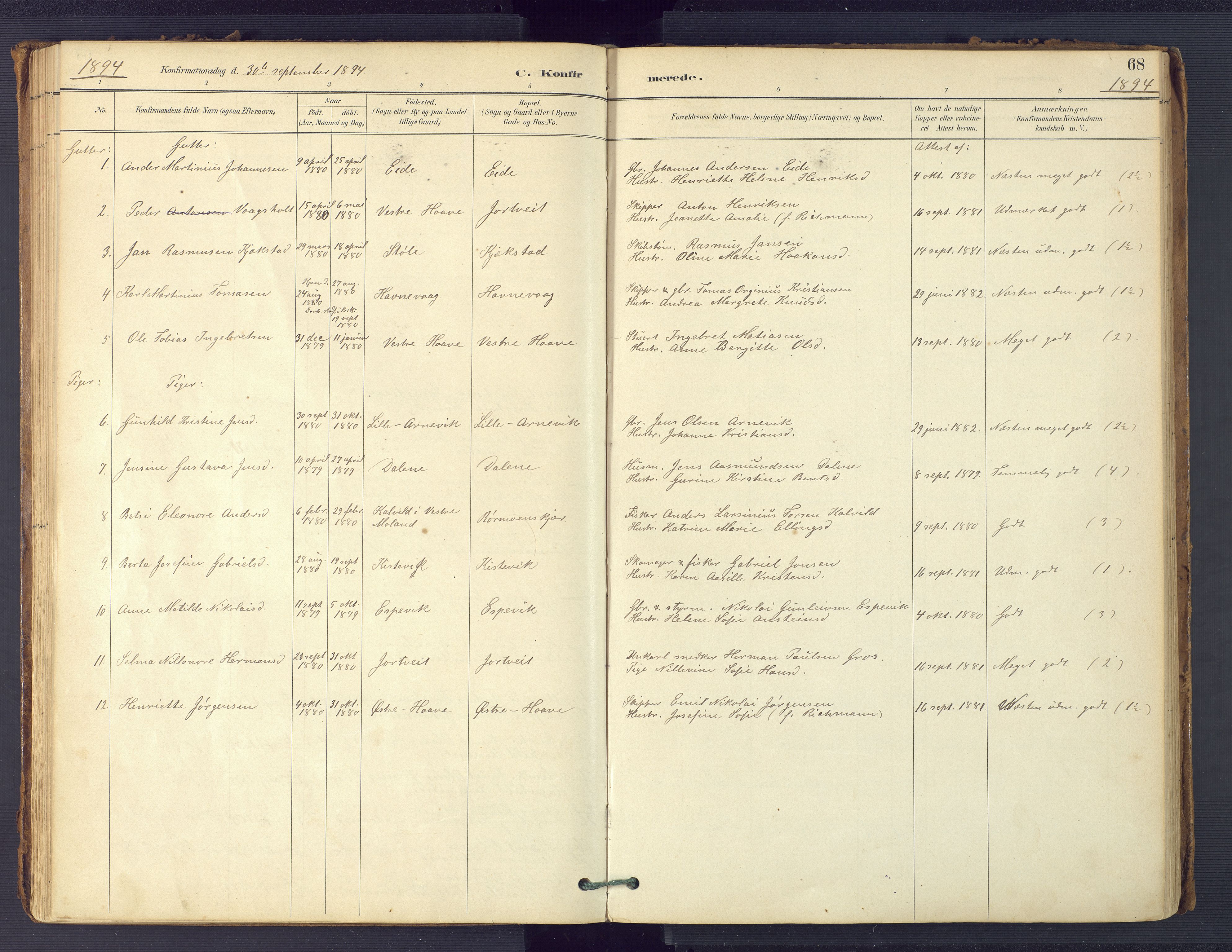 Hommedal sokneprestkontor, SAK/1111-0023/F/Fa/Faa/L0003: Parish register (official) no. A 3, 1885-1916, p. 68