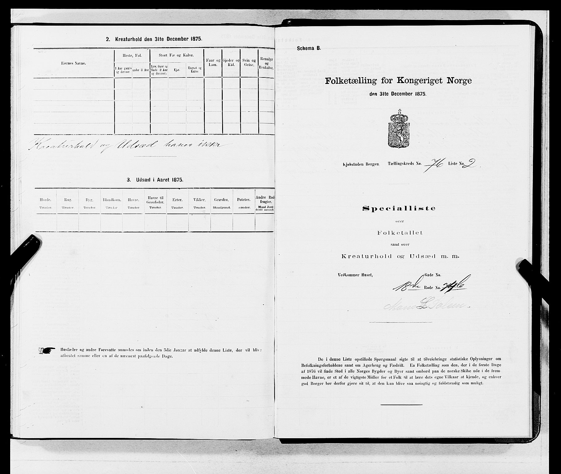 SAB, 1875 census for 1301 Bergen, 1875, p. 4067