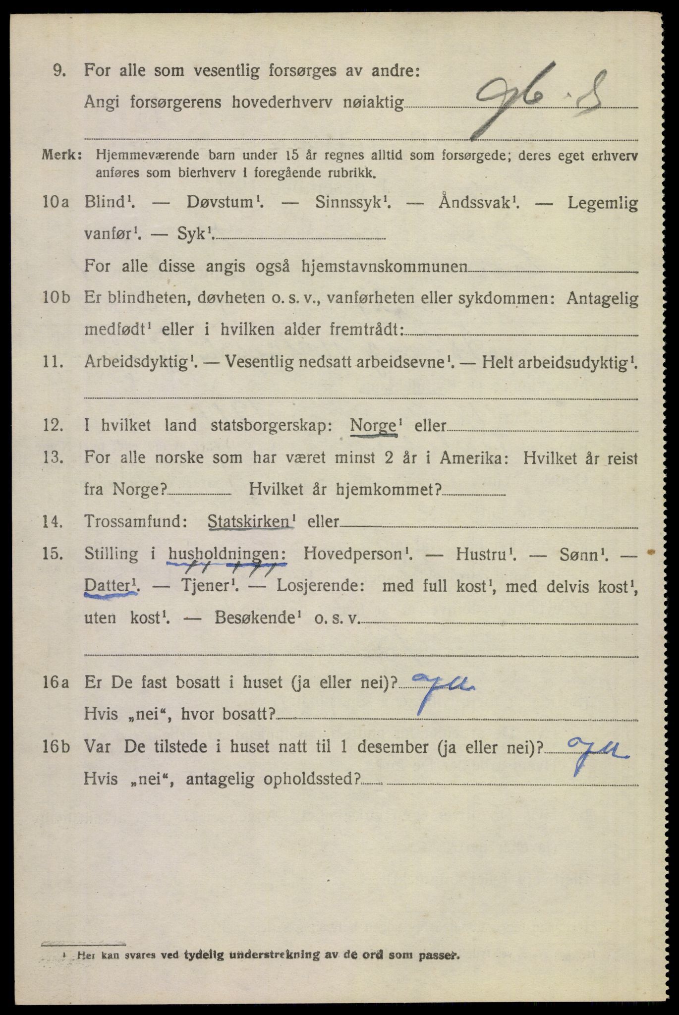 SAKO, 1920 census for Tinn, 1920, p. 3029