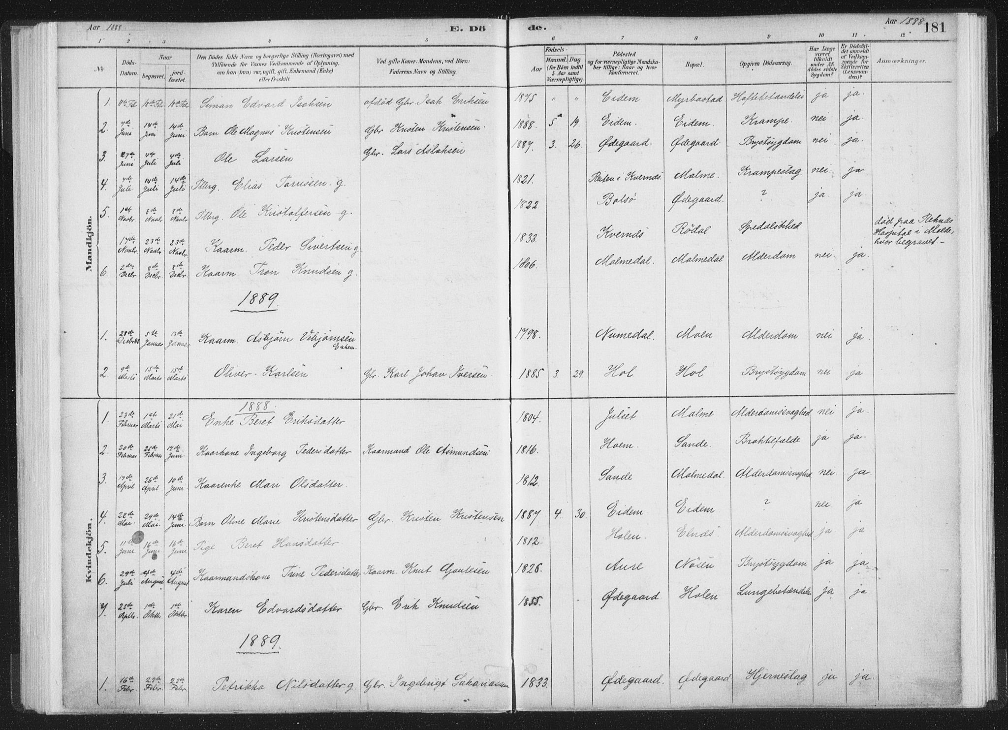 Ministerialprotokoller, klokkerbøker og fødselsregistre - Møre og Romsdal, AV/SAT-A-1454/564/L0740: Parish register (official) no. 564A01, 1880-1899, p. 181