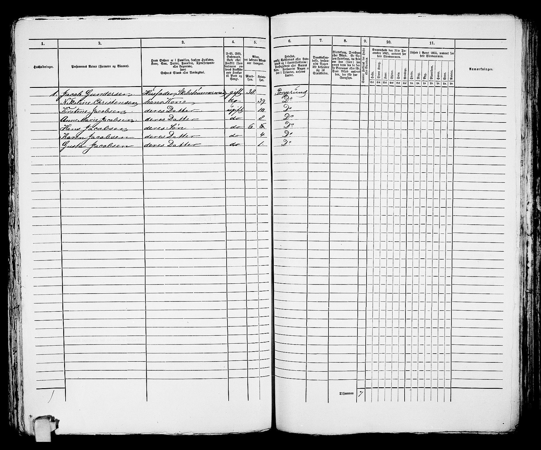 RA, 1865 census for Porsgrunn, 1865, p. 335