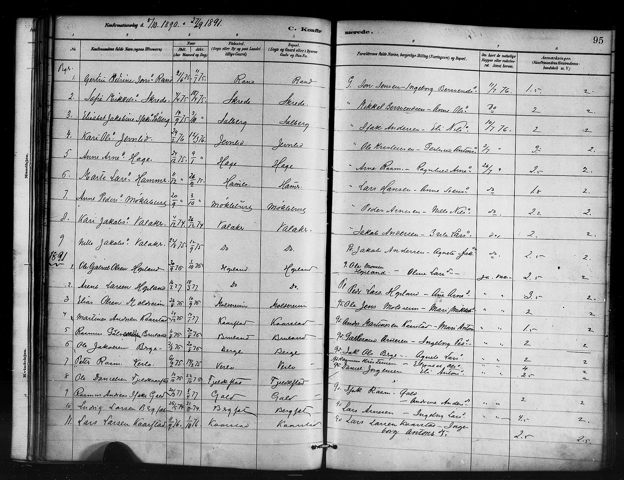 Innvik sokneprestembete, AV/SAB-A-80501: Parish register (official) no. D 1, 1879-1900, p. 95