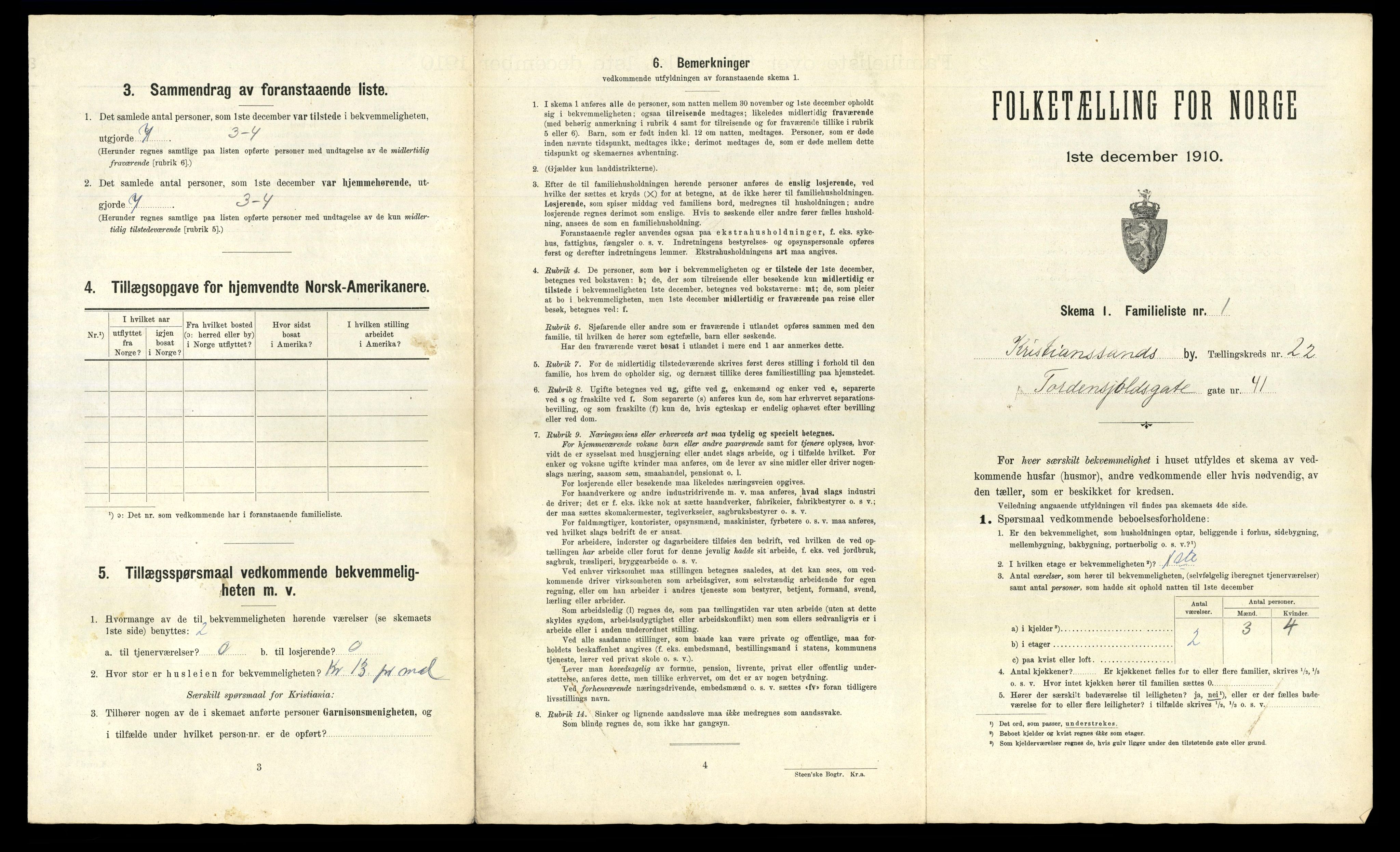 RA, 1910 census for Kristiansand, 1910, p. 5888