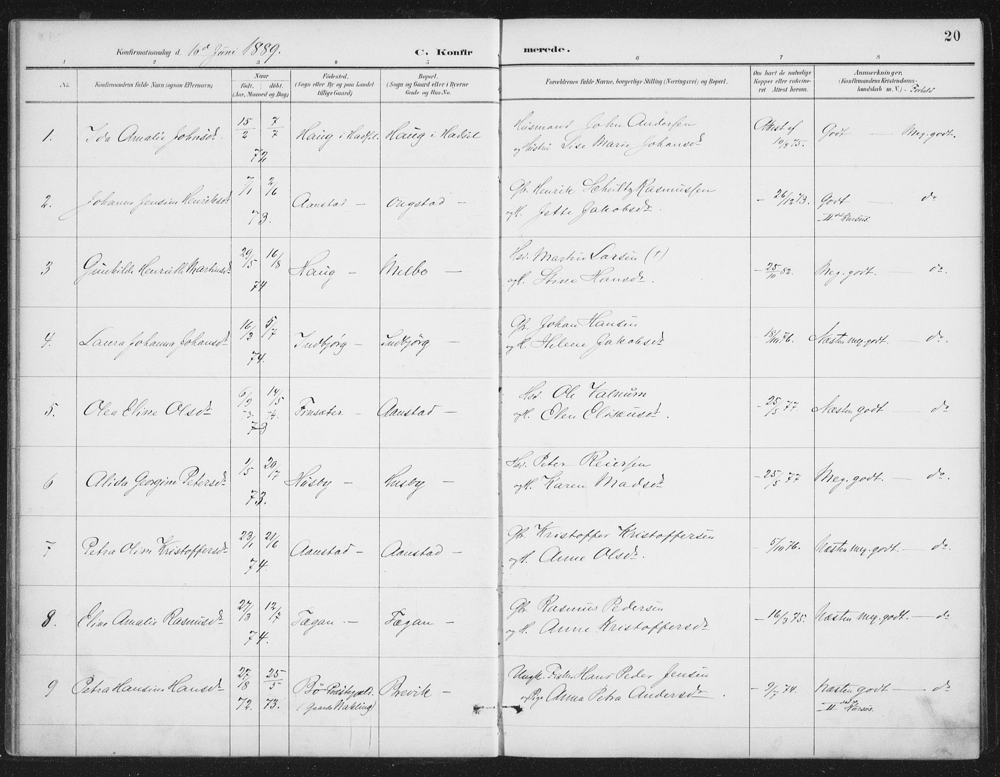 Ministerialprotokoller, klokkerbøker og fødselsregistre - Nordland, SAT/A-1459/888/L1245: Parish register (official) no. 888A11, 1888-1900, p. 20