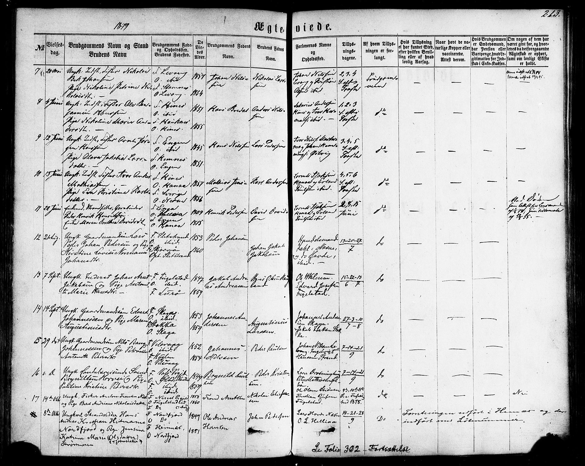 Ministerialprotokoller, klokkerbøker og fødselsregistre - Nordland, AV/SAT-A-1459/838/L0551: Parish register (official) no. 838A09, 1864-1880, p. 213