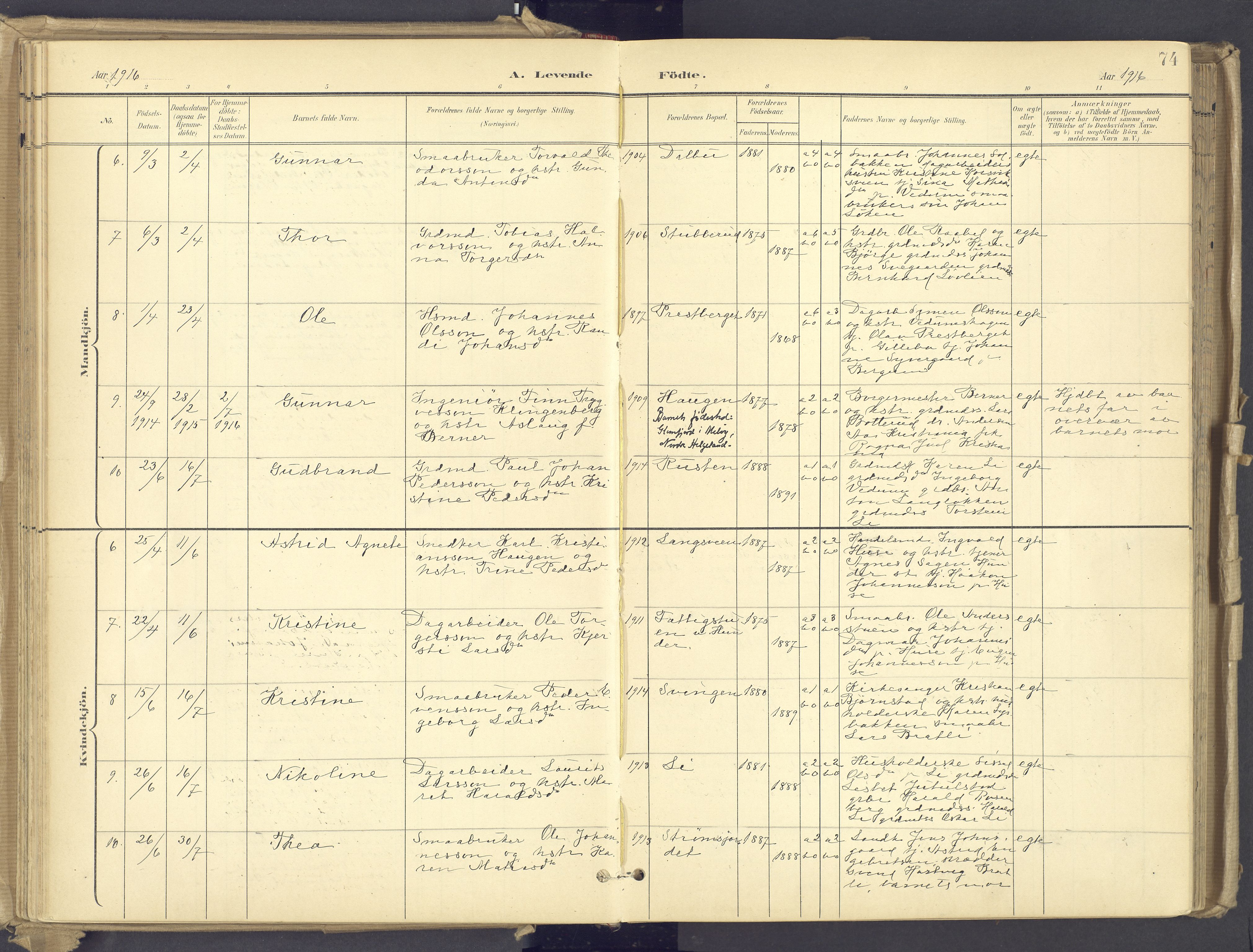 Øyer prestekontor, SAH/PREST-084/H/Ha/Haa/L0012: Parish register (official) no. 12, 1897-1920, p. 74