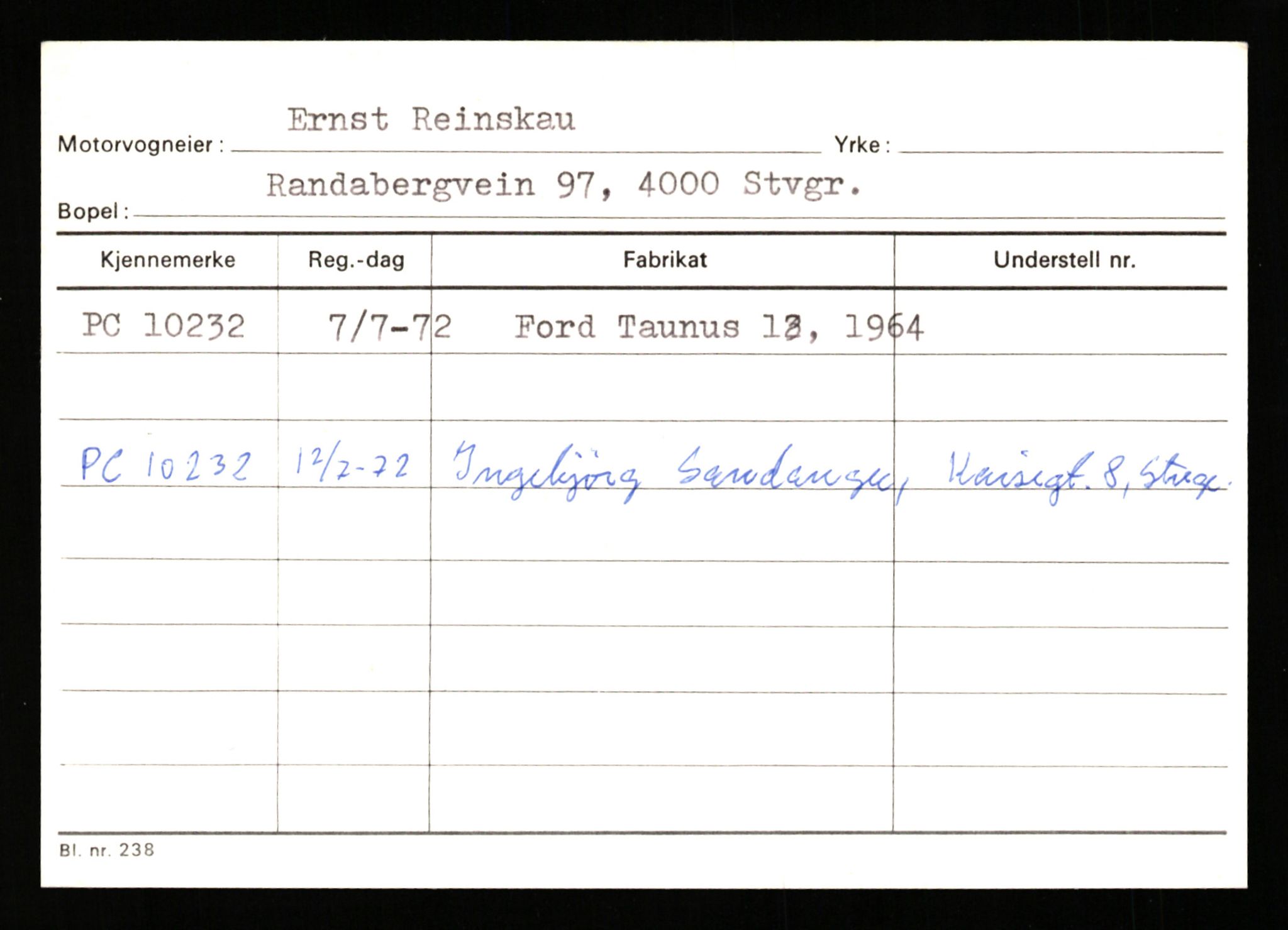 Stavanger trafikkstasjon, AV/SAST-A-101942/0/G/L0002: Registreringsnummer: 5791 - 10405, 1930-1971, p. 3042