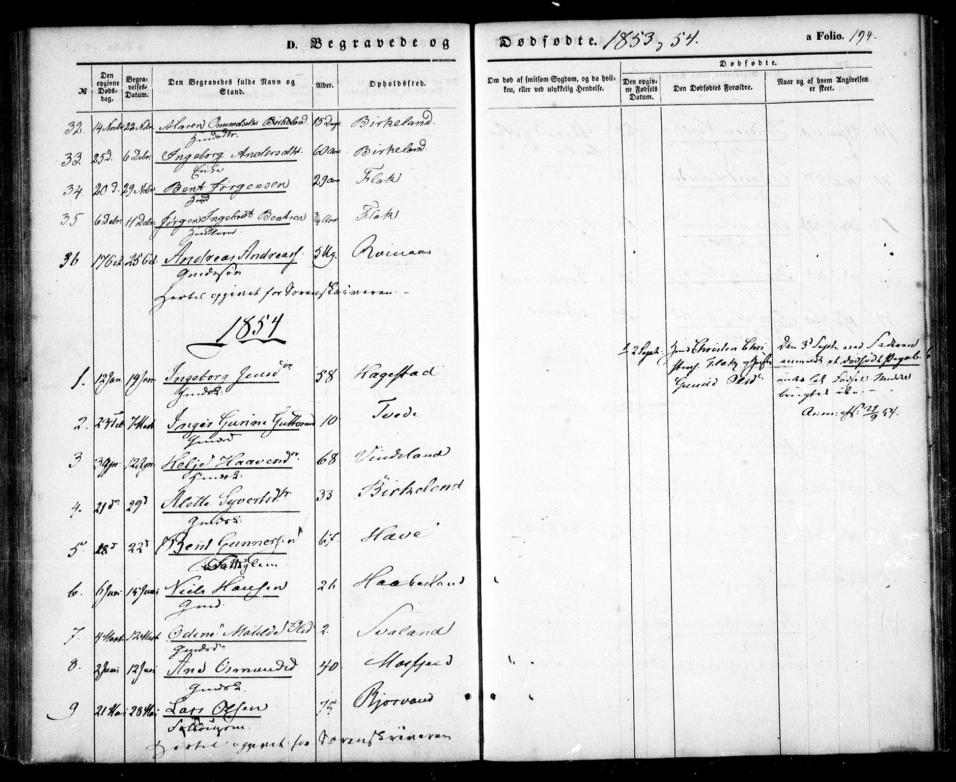 Birkenes sokneprestkontor, AV/SAK-1111-0004/F/Fa/L0003: Parish register (official) no. A 3, 1850-1866, p. 194