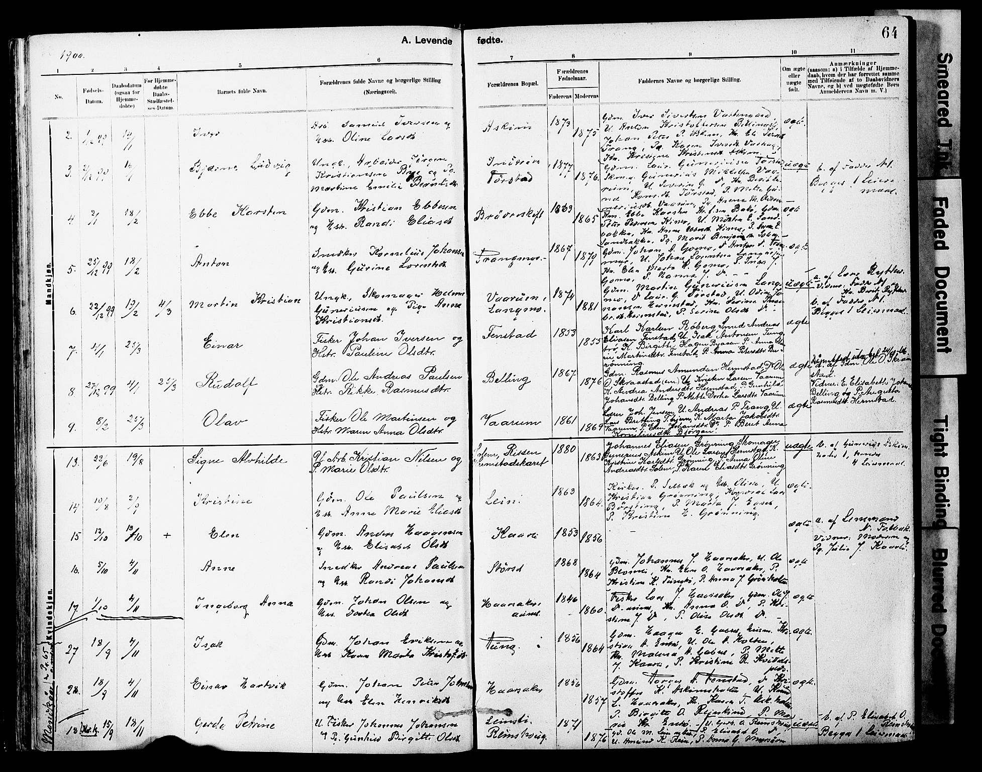 Ministerialprotokoller, klokkerbøker og fødselsregistre - Sør-Trøndelag, SAT/A-1456/646/L0615: Parish register (official) no. 646A13, 1885-1900, p. 64