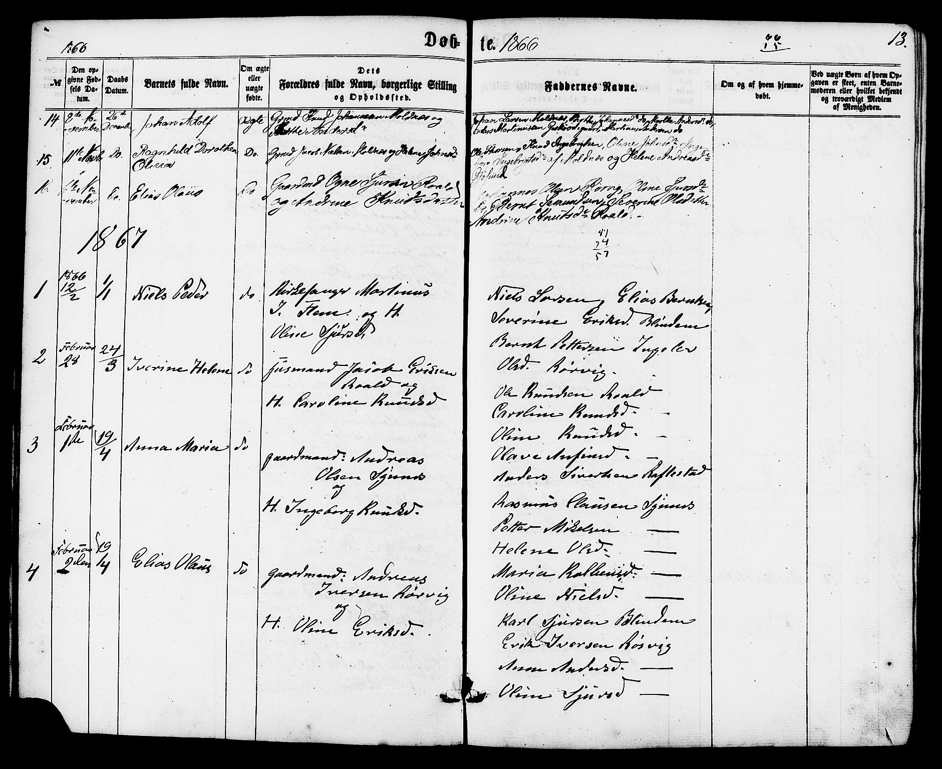 Ministerialprotokoller, klokkerbøker og fødselsregistre - Møre og Romsdal, AV/SAT-A-1454/537/L0518: Parish register (official) no. 537A02, 1862-1876, p. 13