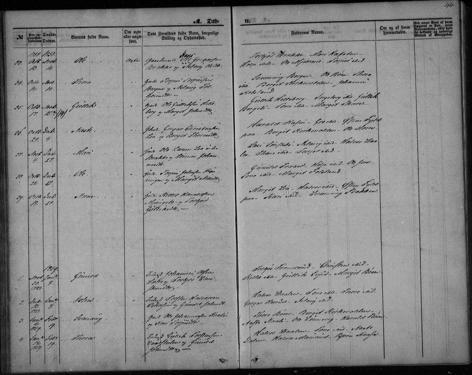 Gransherad kirkebøker, SAKO/A-267/F/Fa/L0002: Parish register (official) no. I 2, 1844-1859, p. 44