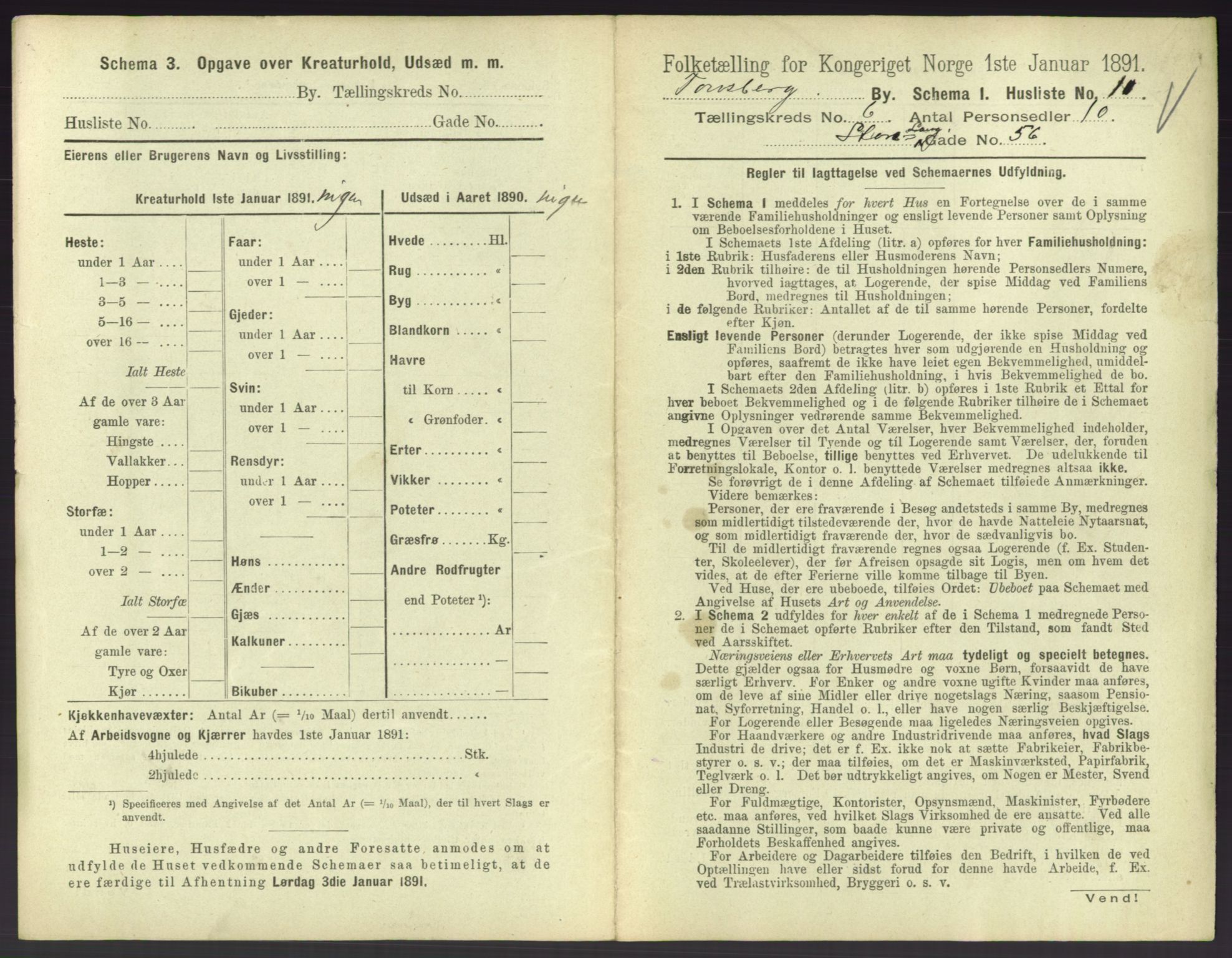 RA, 1891 census for 0705 Tønsberg, 1891, p. 264